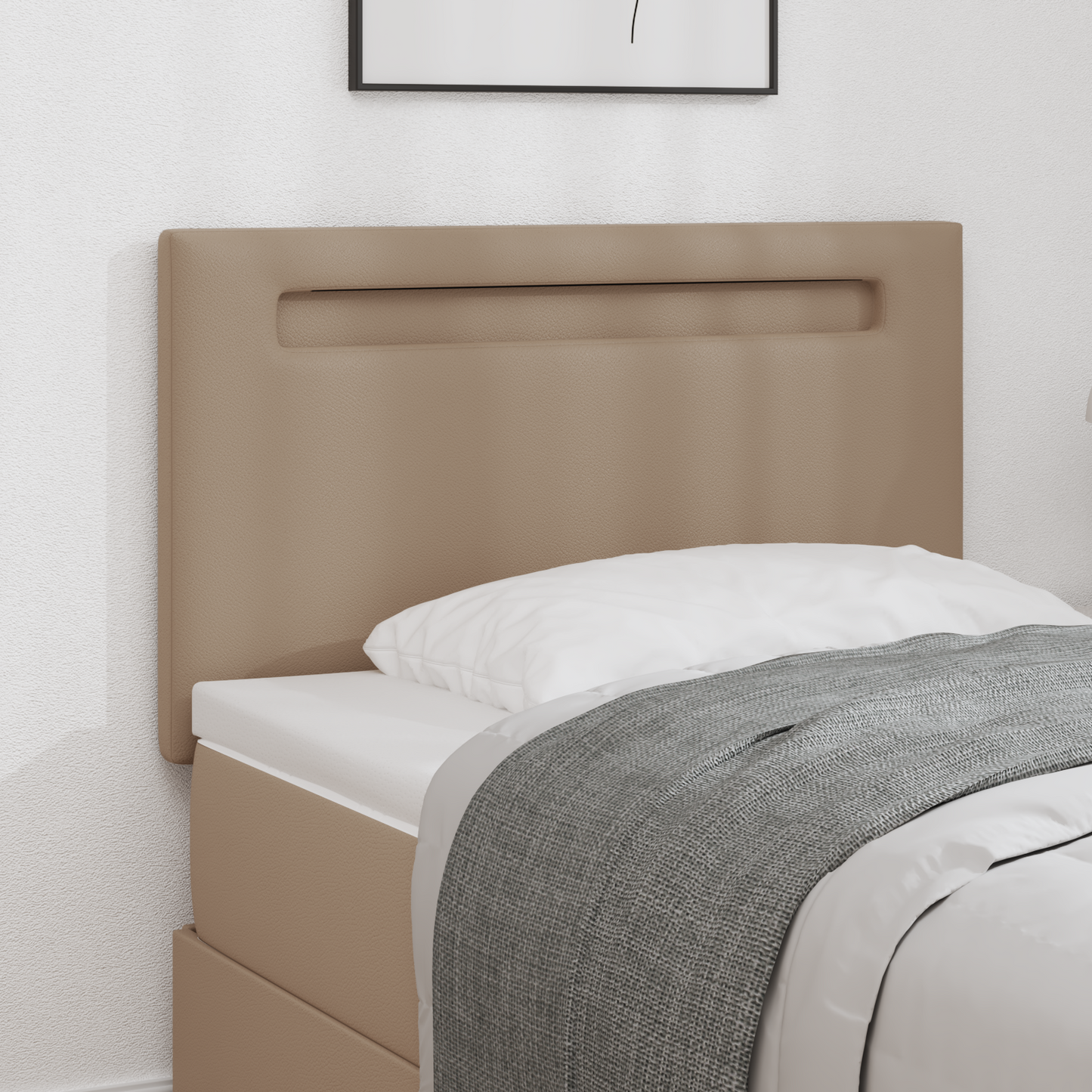 Headboard Plain Design Cappuccino 100 cm Faux Leather