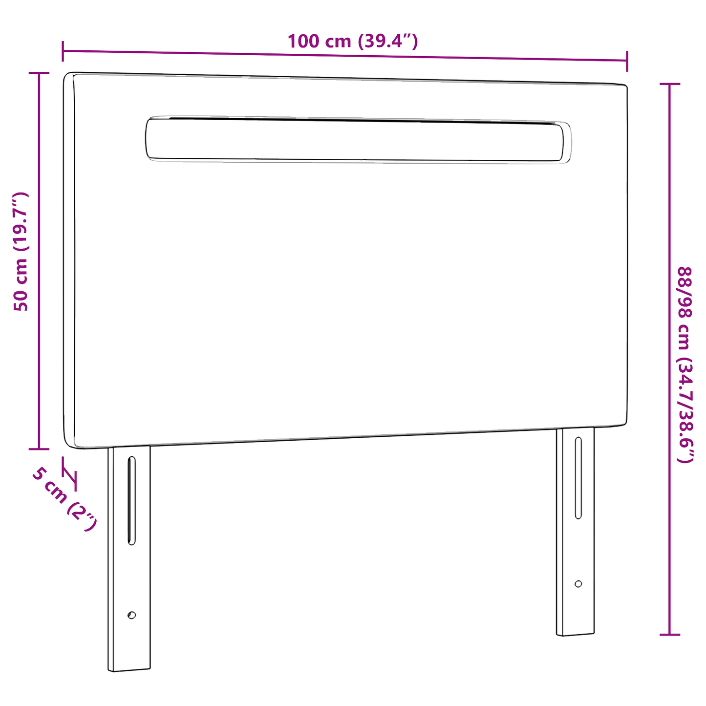 Headboard Plain Design Cappuccino 100 cm Faux Leather