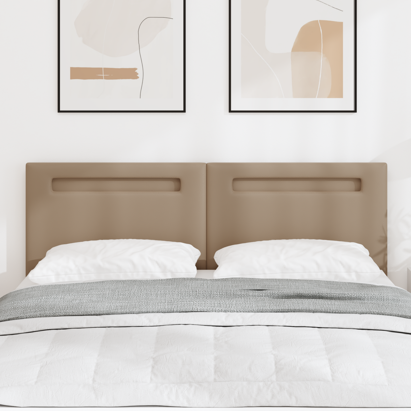 Headboard Plain Design Cappuccino 140 cm Faux Leather