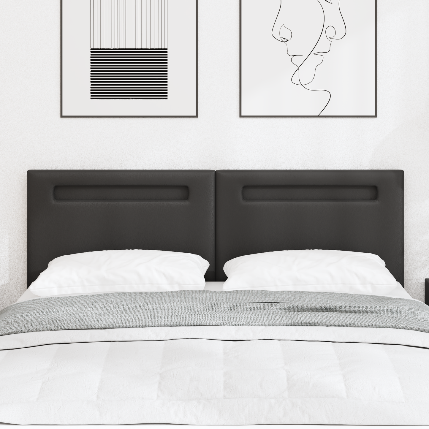 Headboard Plain Design Black 160 cm Faux Leather