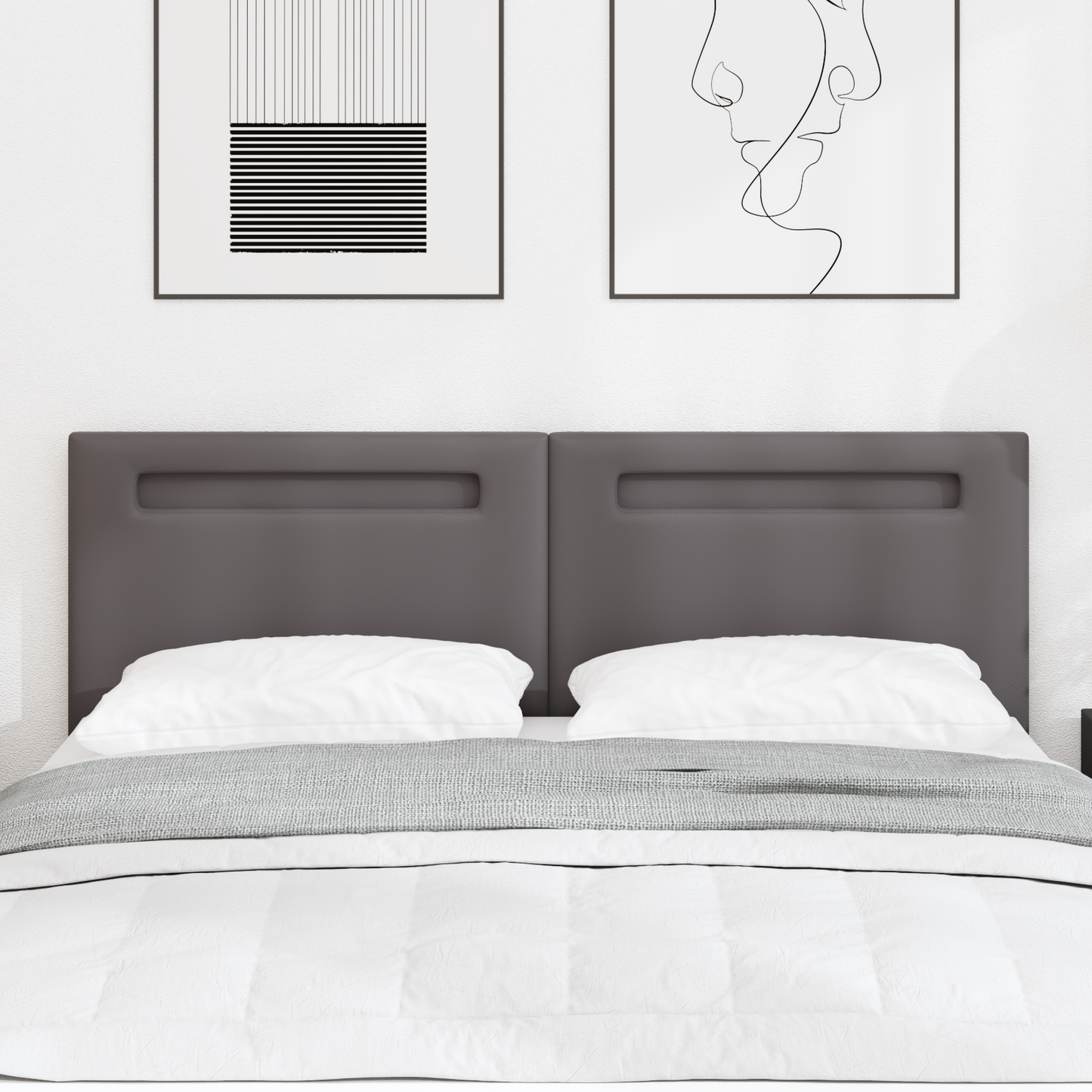 Headboard Plain Design Grey 160 cm Faux Leather