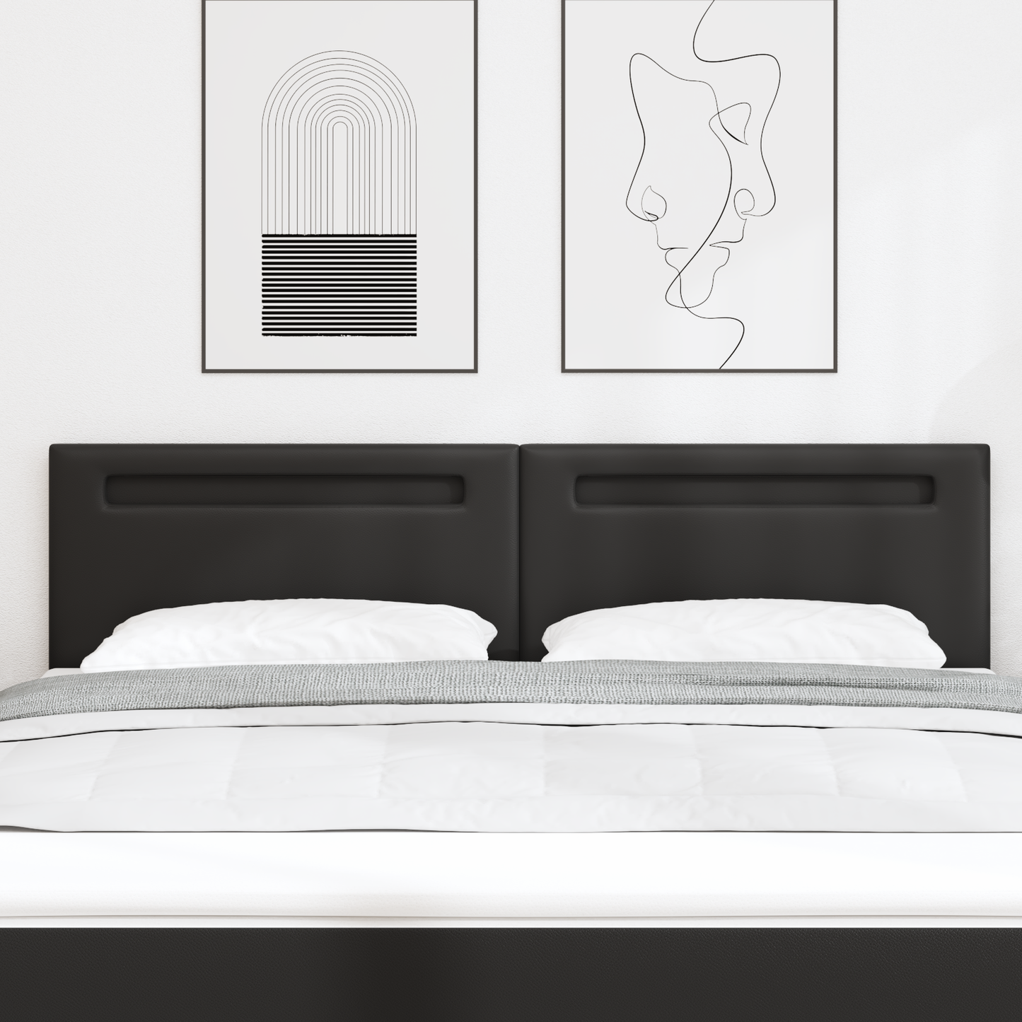 Headboard Plain Design Black 180 cm Faux Leather