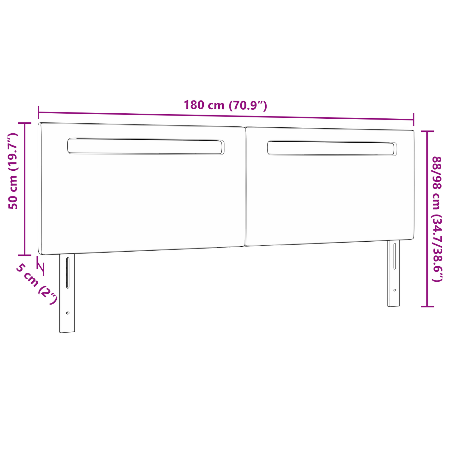 Headboard Plain Design Black 180 cm Faux Leather