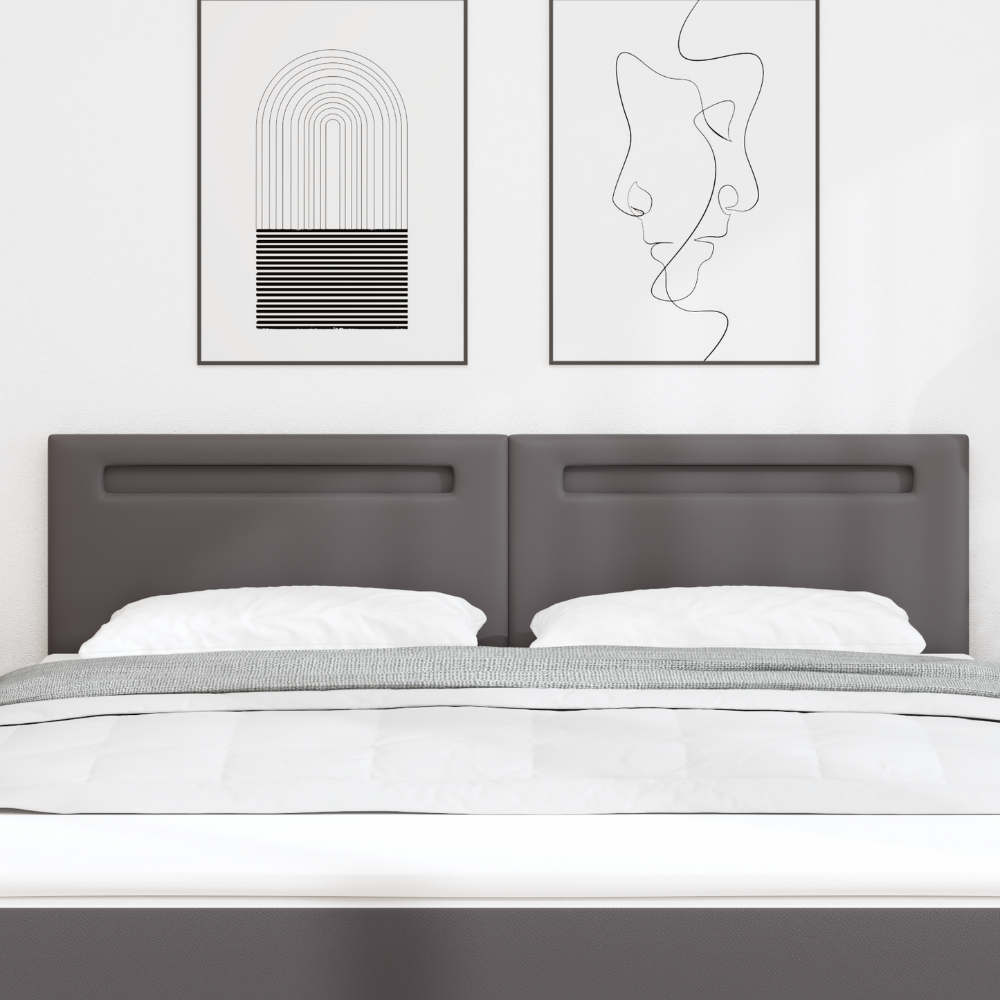 Headboard Plain Design Grey 180 cm Faux Leather