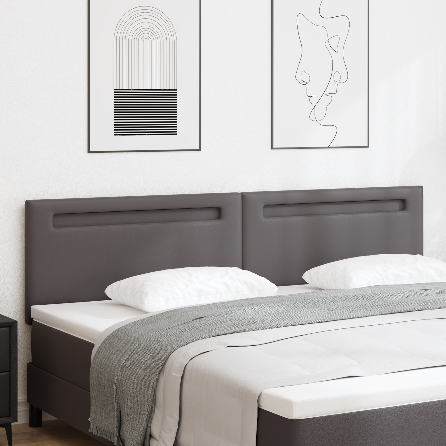 Headboard Plain Design Grey 200 cm Faux Leather
