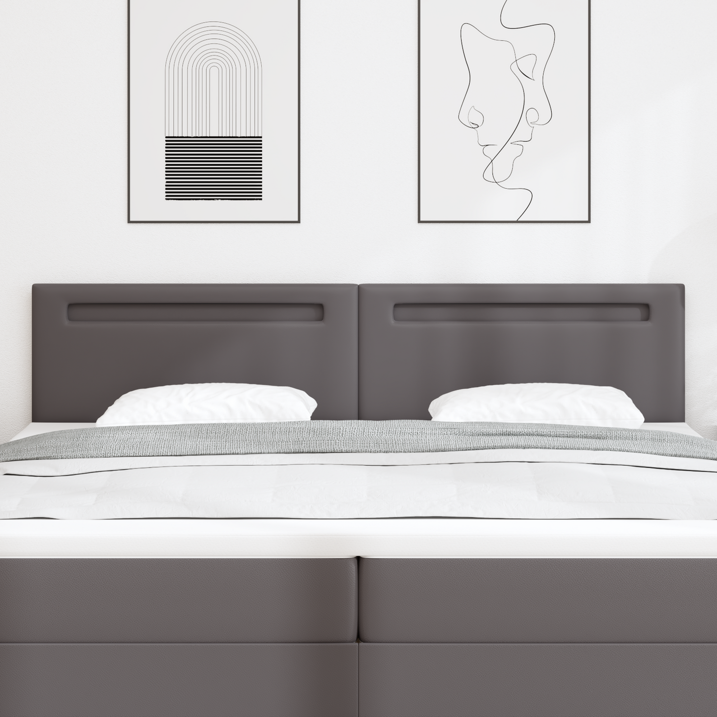Headboard Plain Design Grey 200 cm Faux Leather