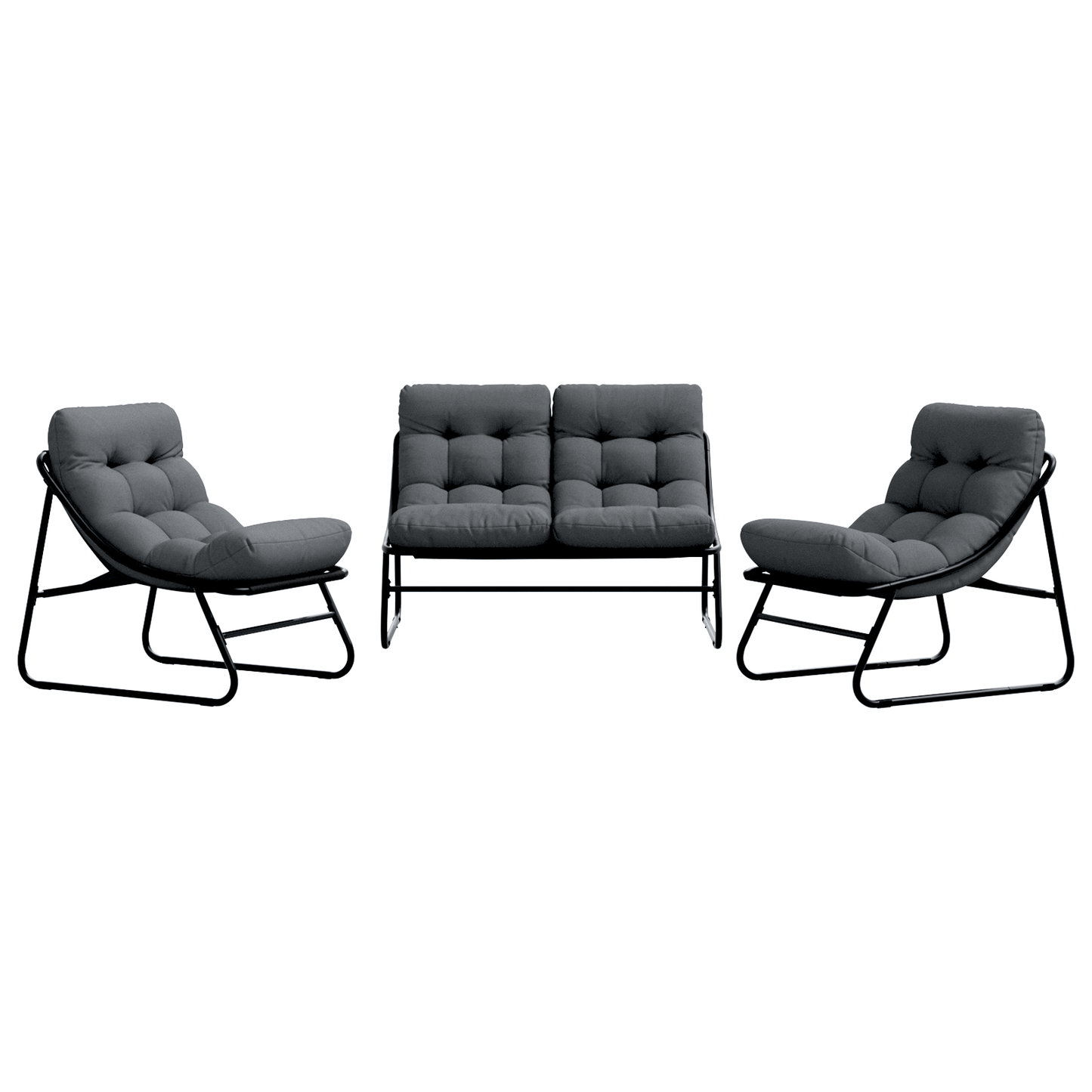Outdoor Seating Set Dark Grey Metal Frame with Fabric Cushions
