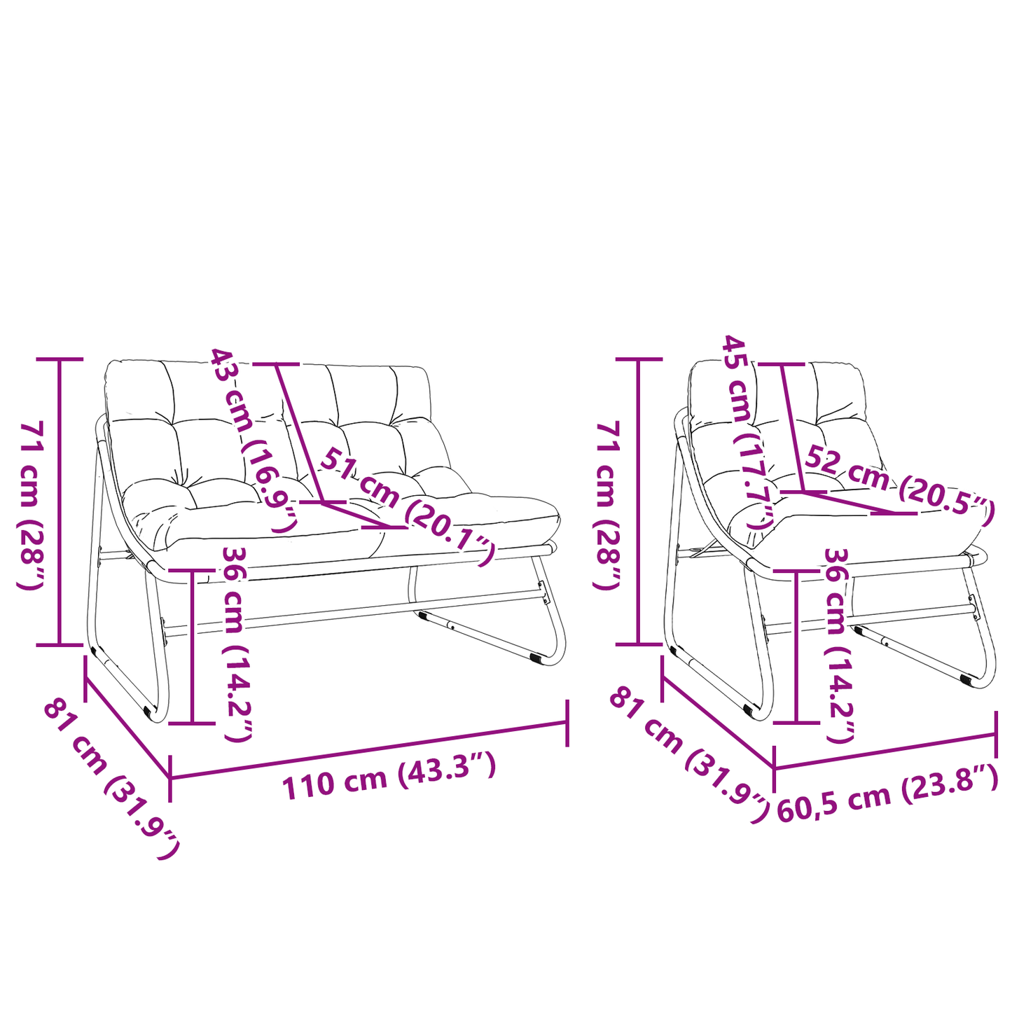 Outdoor Seating Set Dark Grey Metal Frame with Fabric Cushions