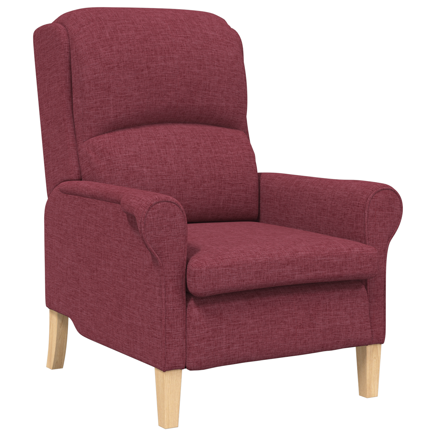 Modern Armchair Wine Red Polyester Fabric with Wooden Frame Medium