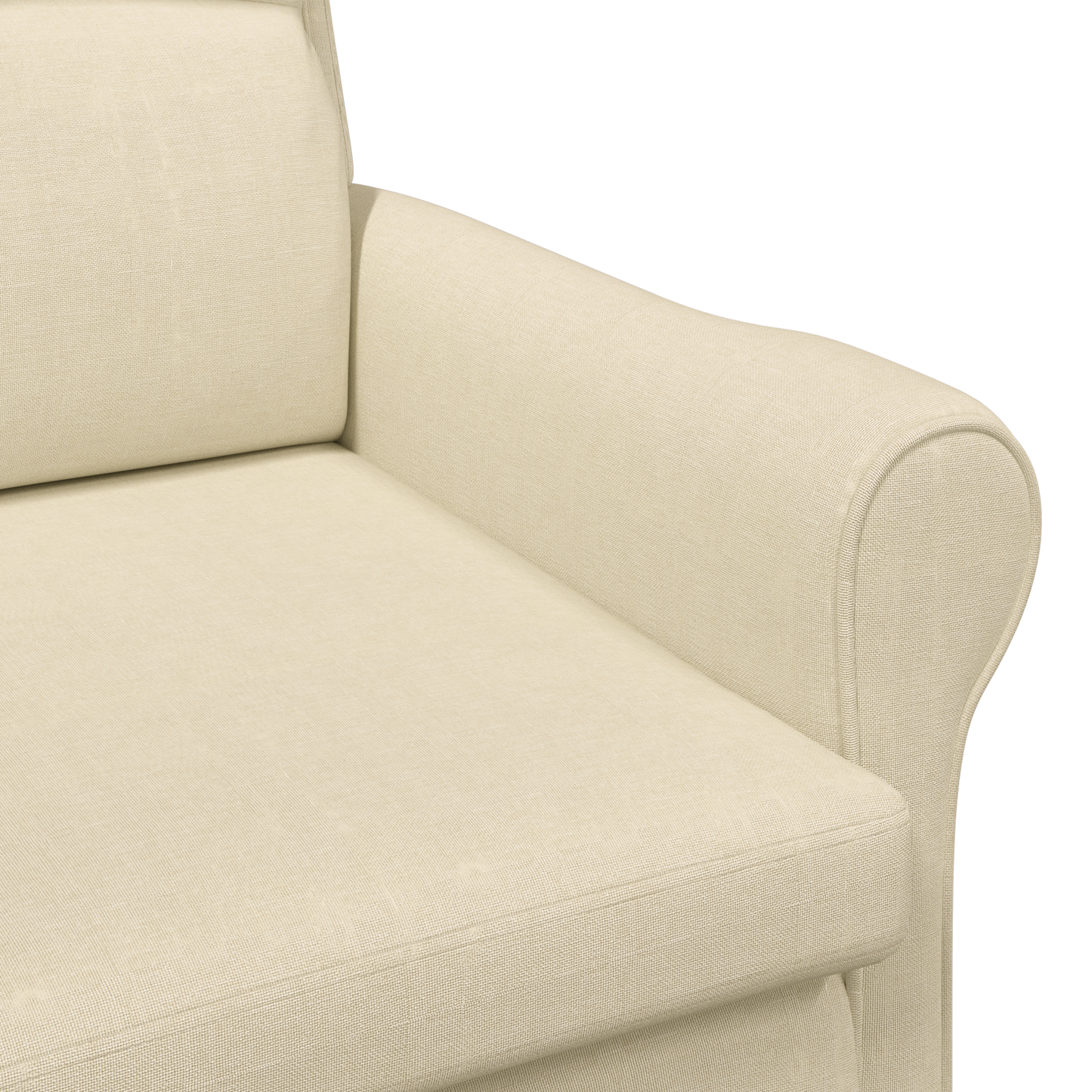 Modern Armchair Cream Fabric and Wood Medium Cream Armchair