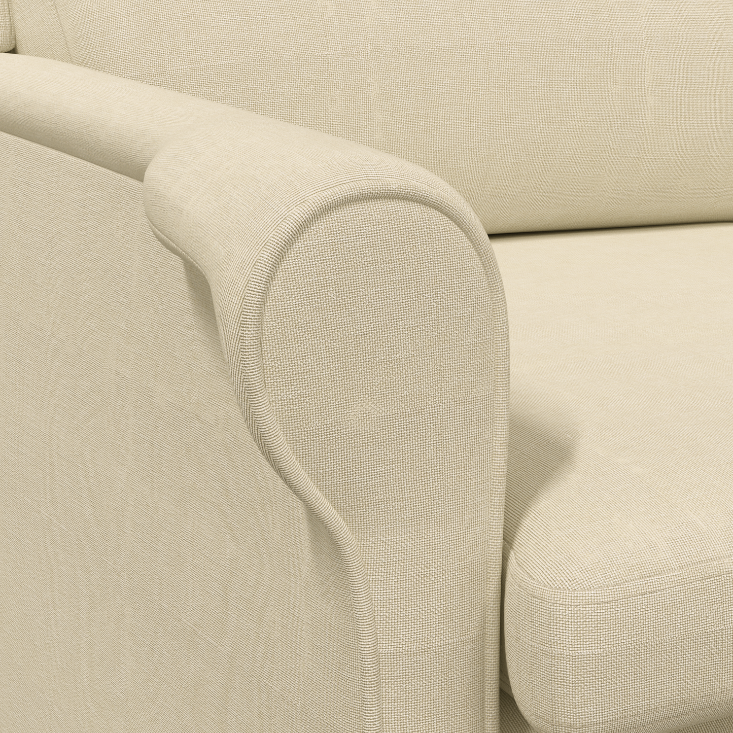 Modern Armchair Cream Fabric and Wood Medium Cream Armchair