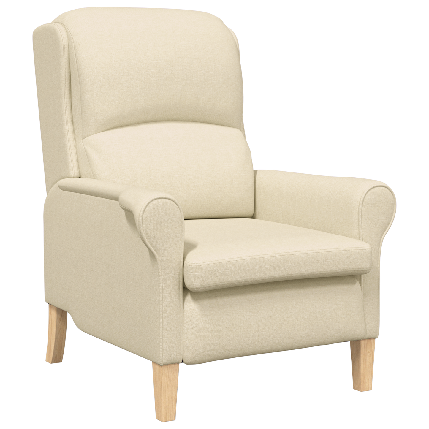 Modern Armchair Cream Fabric and Wood Medium Cream Armchair