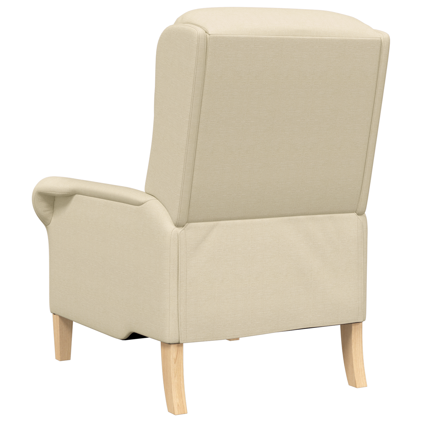 Modern Armchair Cream Fabric and Wood Medium Cream Armchair