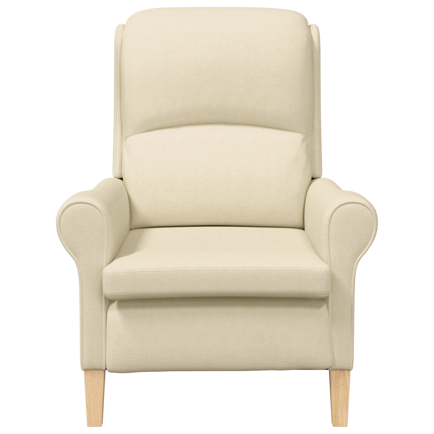 Modern Armchair Cream Fabric and Wood Medium Cream Armchair