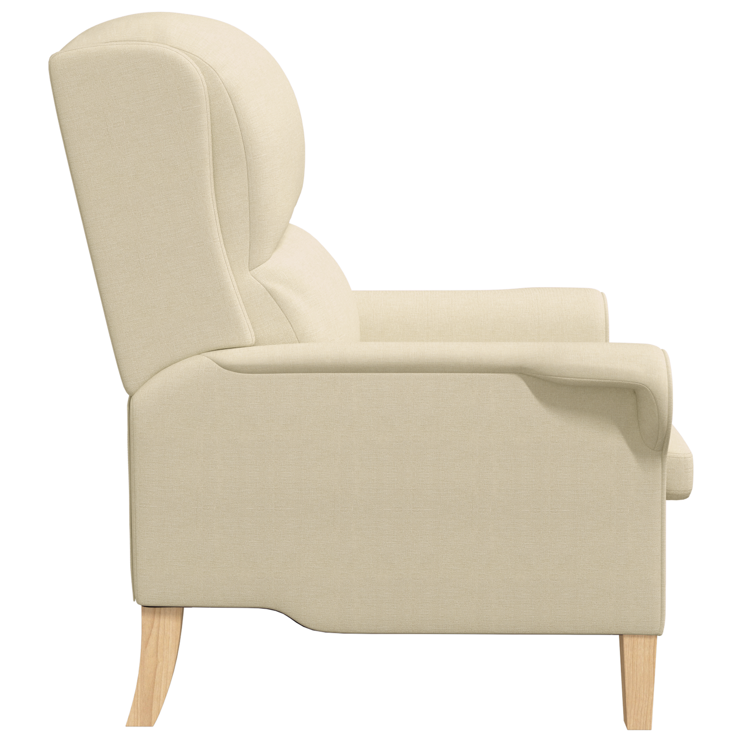 Modern Armchair Cream Fabric and Wood Medium Cream Armchair