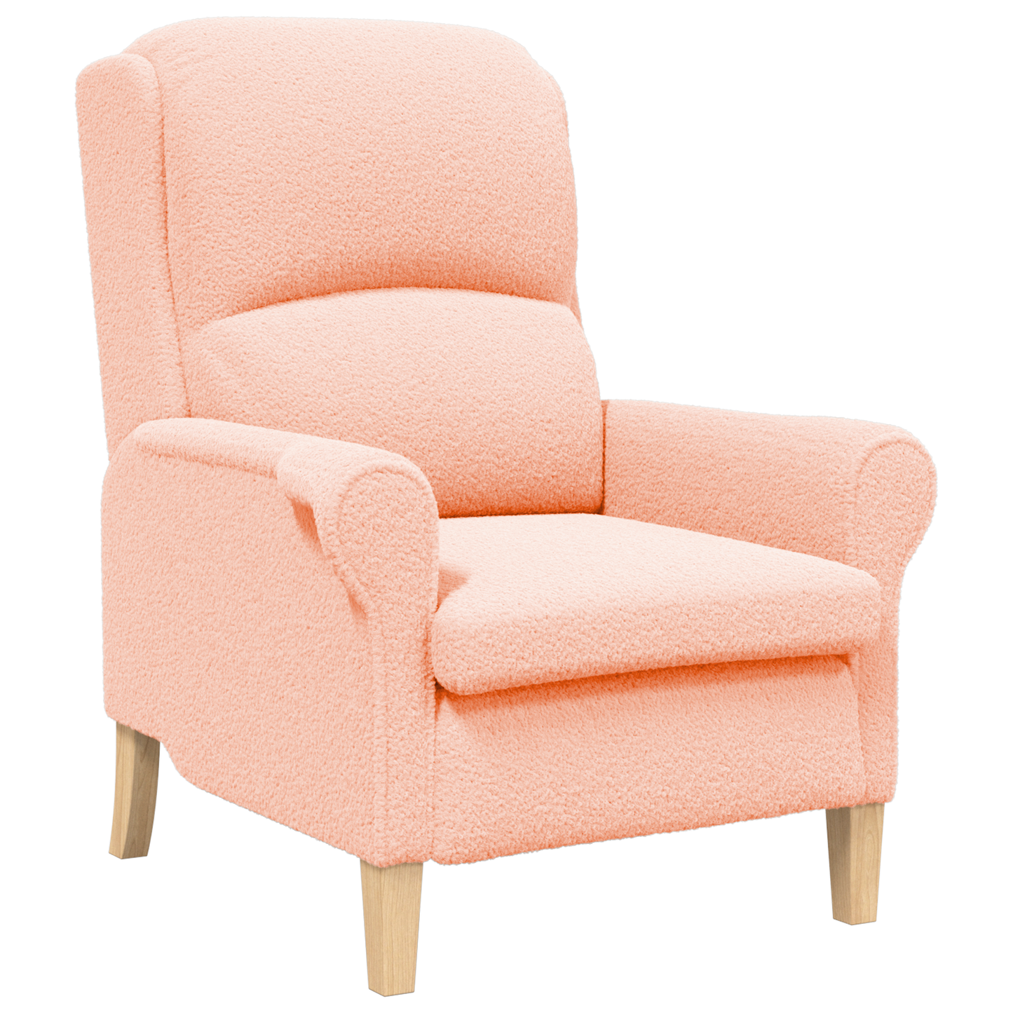 Ergonomic Armchair Pink Fabric, Wood Medium Ergonomic