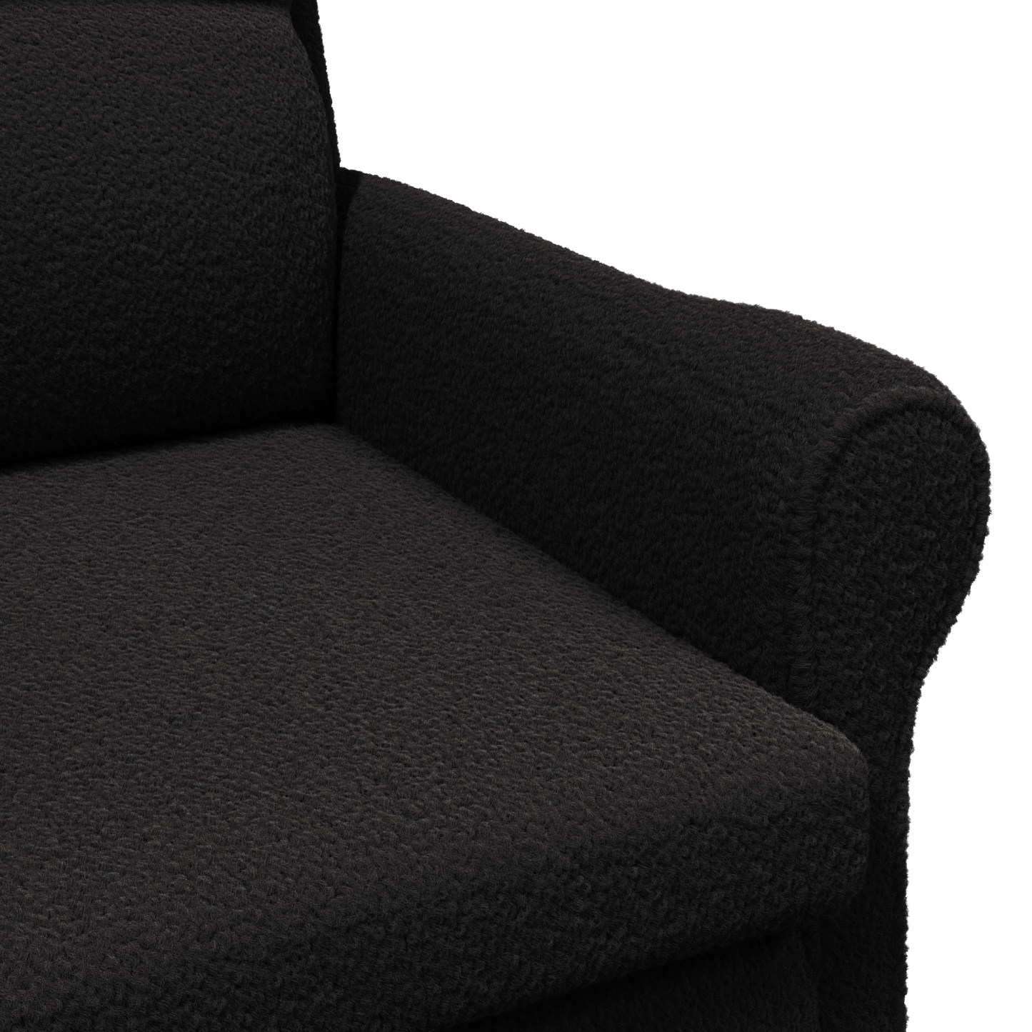Ergonomic Armchair Black Fabric, Wood Standard Ergonomic