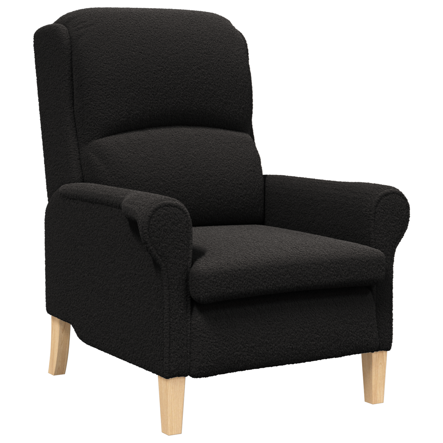 Ergonomic Armchair Black Fabric, Wood Standard Ergonomic