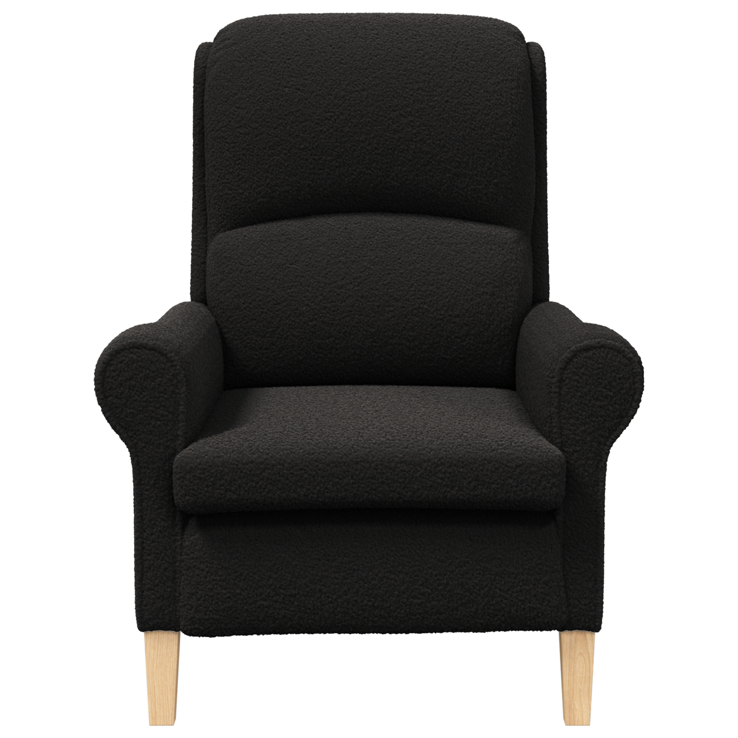 Ergonomic Armchair Black Fabric, Wood Standard Ergonomic