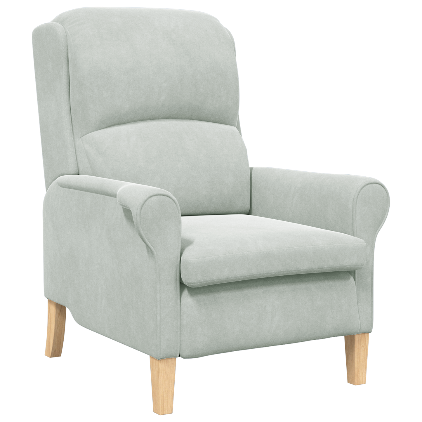 Light Grey Armchair Light grey Fabric cover with wooden legs