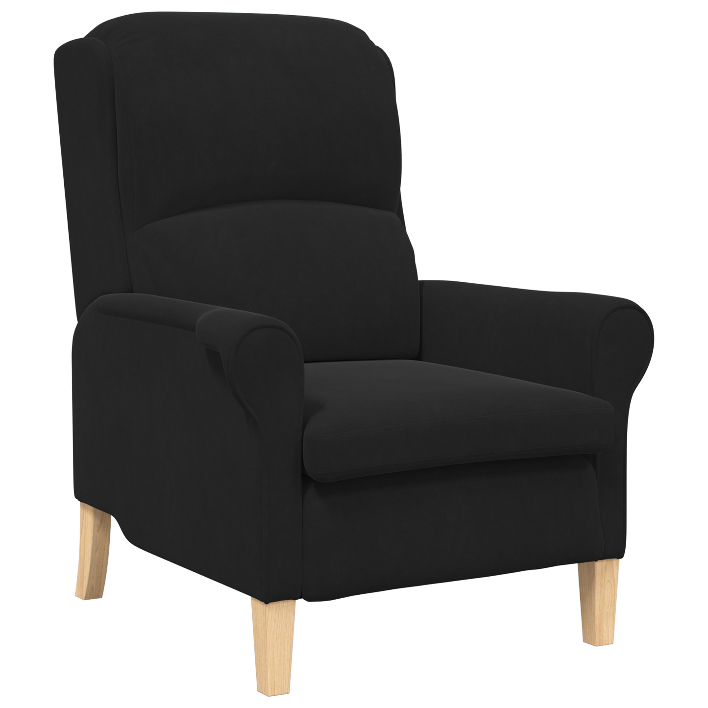 Black Armchair Black Fabric, Wood Standard Ergonomic