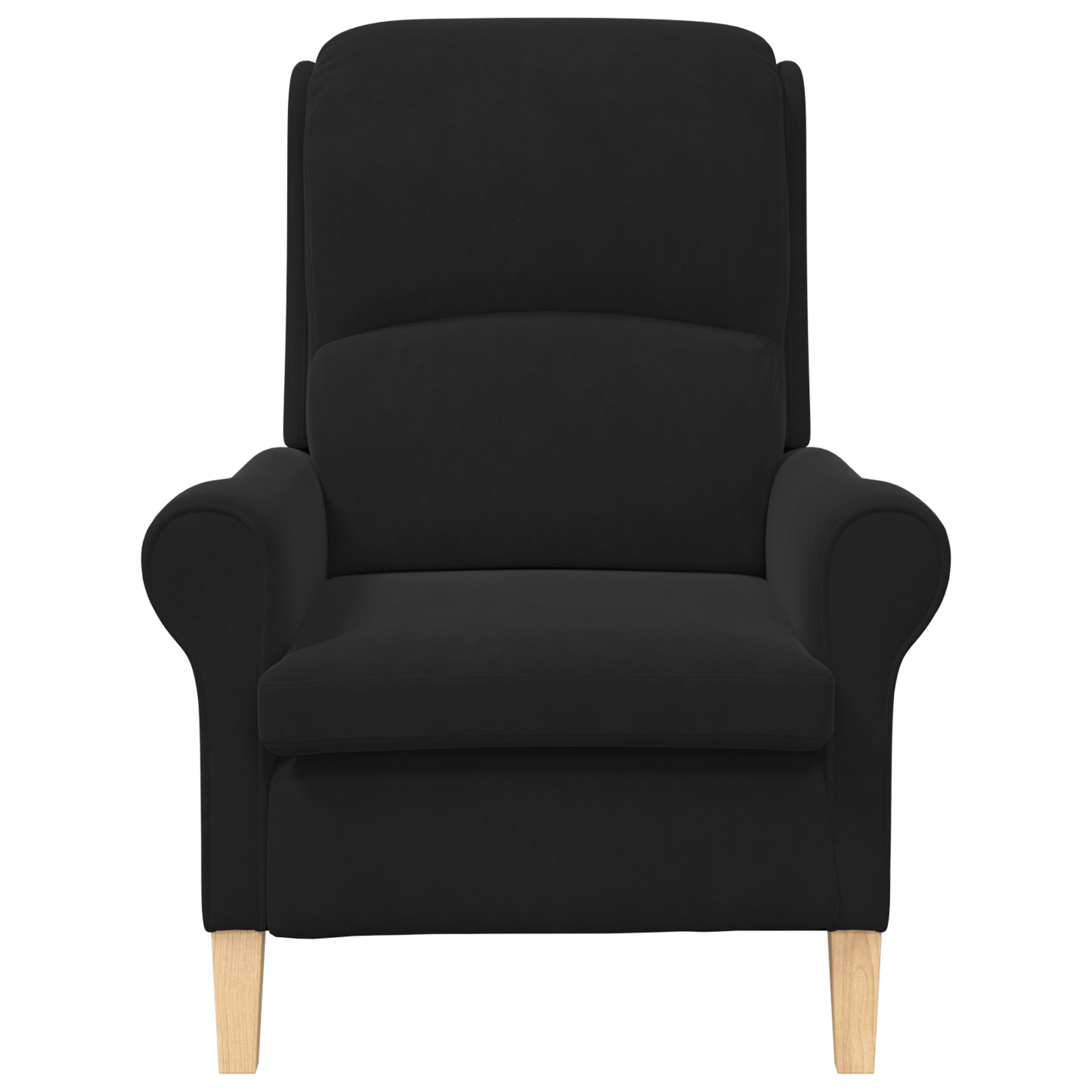 Black Armchair Black Fabric, Wood Standard Ergonomic