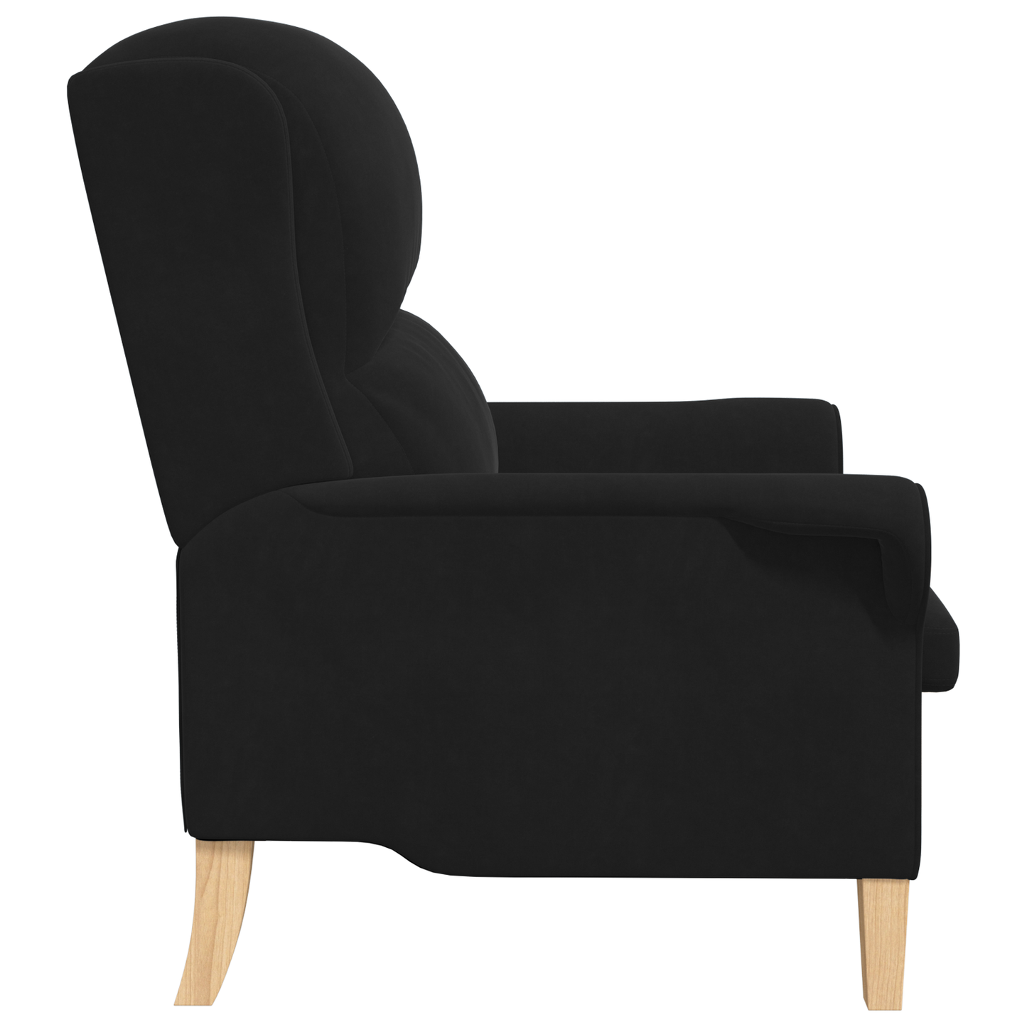 Black Armchair Black Fabric, Wood Standard Ergonomic