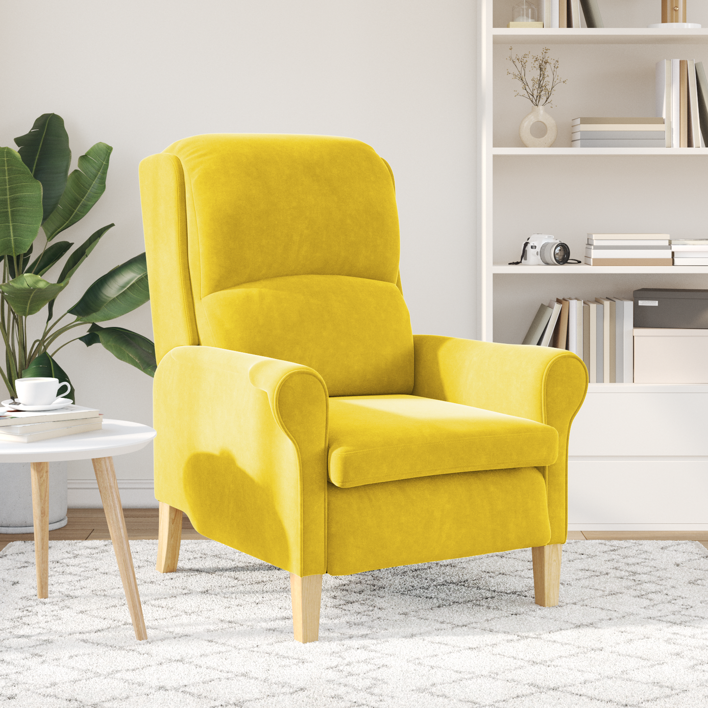 Yellow Armchair Yellow Textile, Wood Standard Yellow Armchair