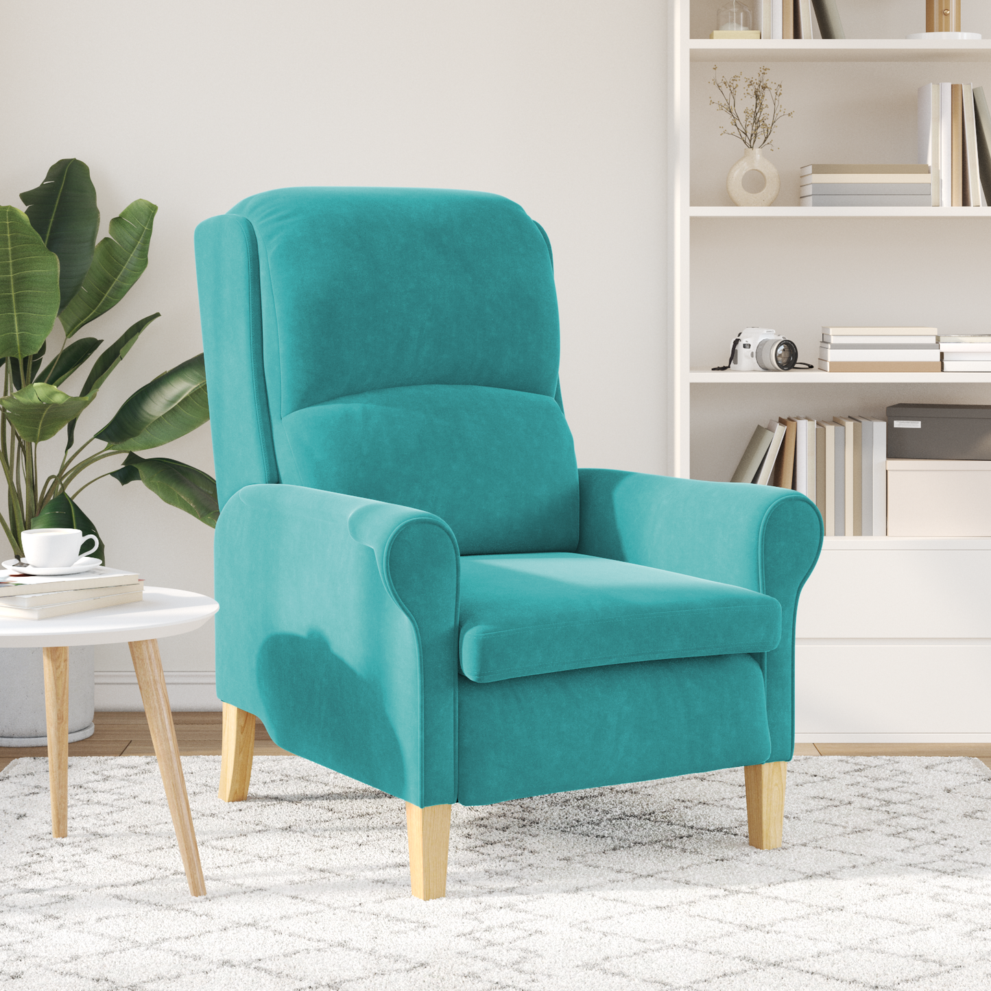 Turquoise Armchair Turquoise Fabric Standard Ergonomic