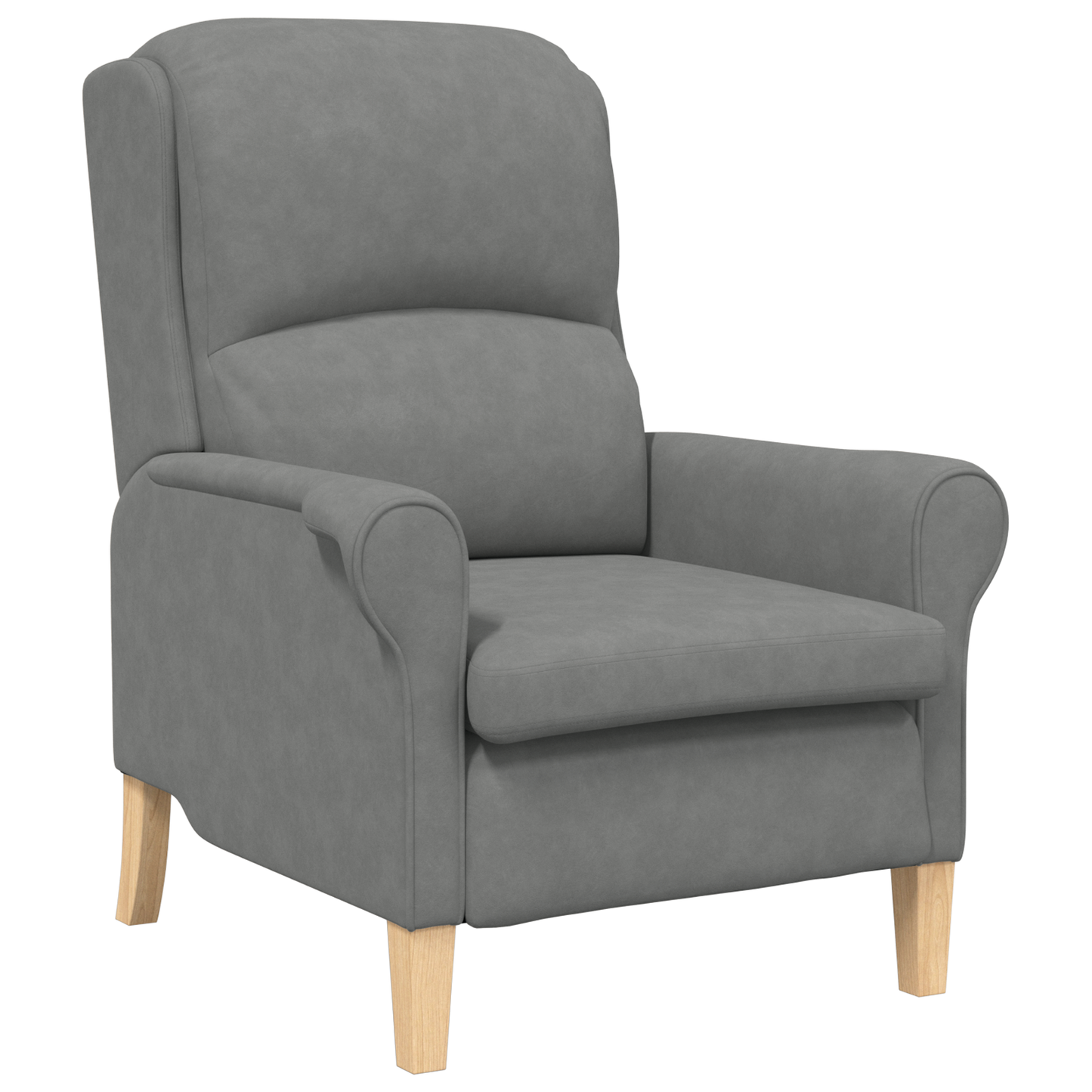 Dark Grey Armchair Dark Grey Fabric and Wood Standard Ergonomic