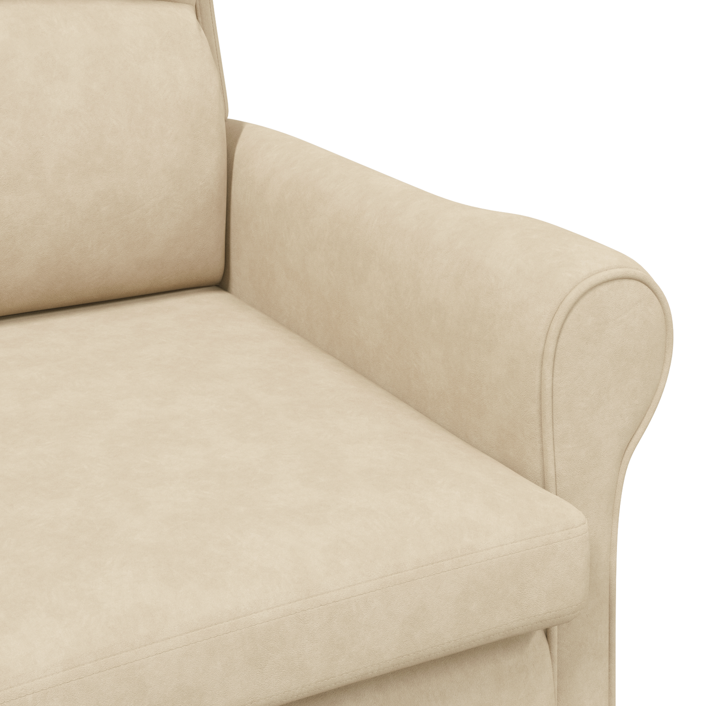 Cream Armchair Cream Fabric and Wood Standard Ergonomic