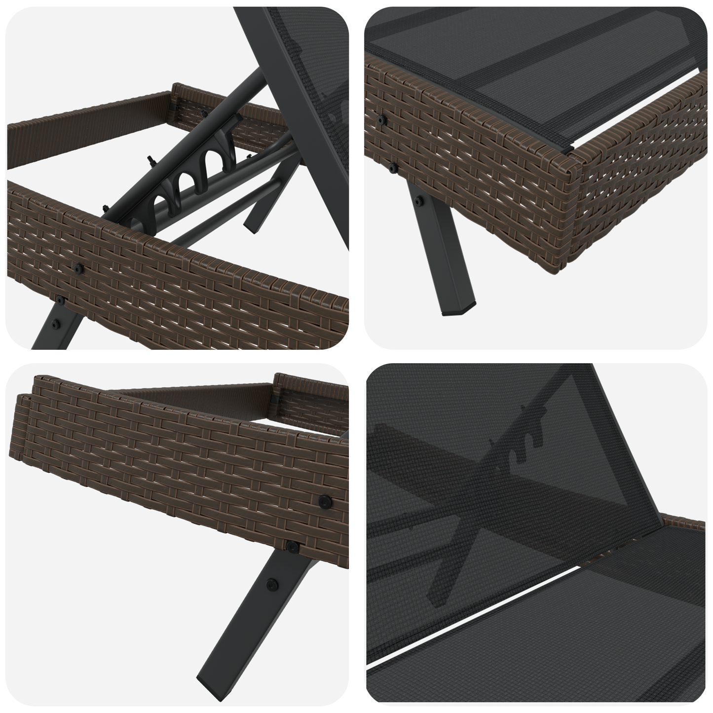 Sun Lounger Brown Poly Rattan and Textilene