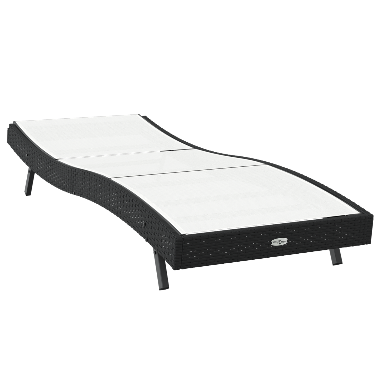Sun Lounger Black Poly Rattan and Textilene