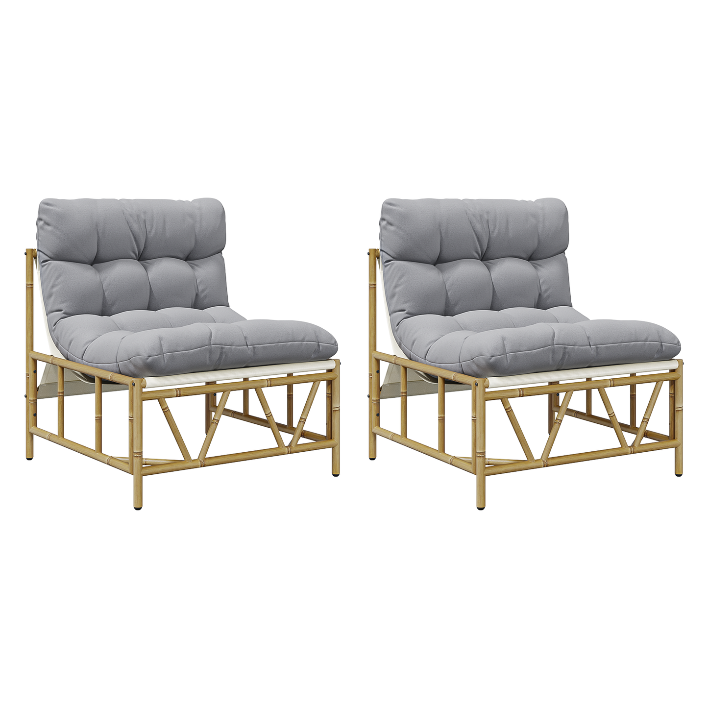 Garden Relaxing Chairs 2 pcs with Cushion 60x80x71 cm Steel