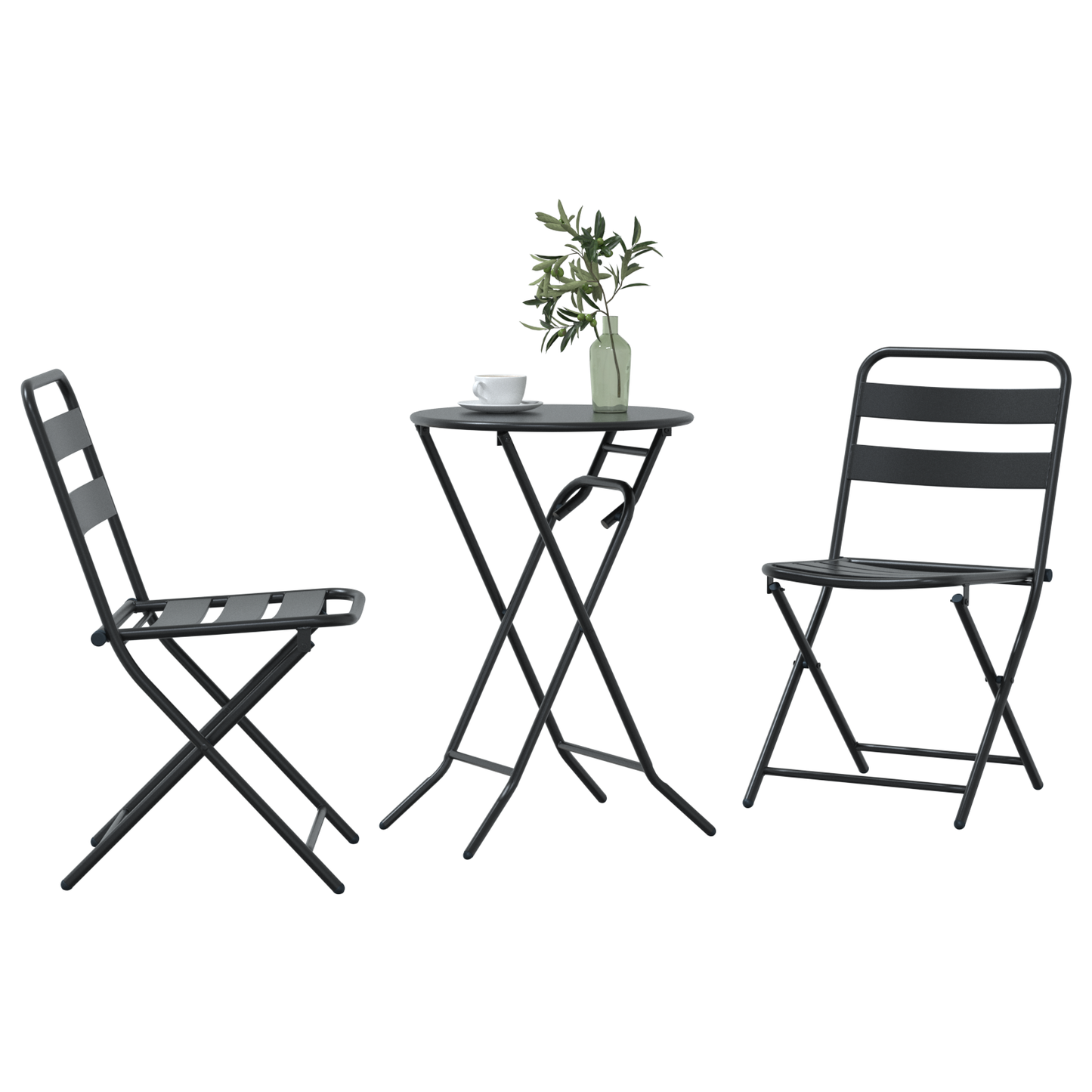 3 Piece Folding Bistro Set Anthracite Steel