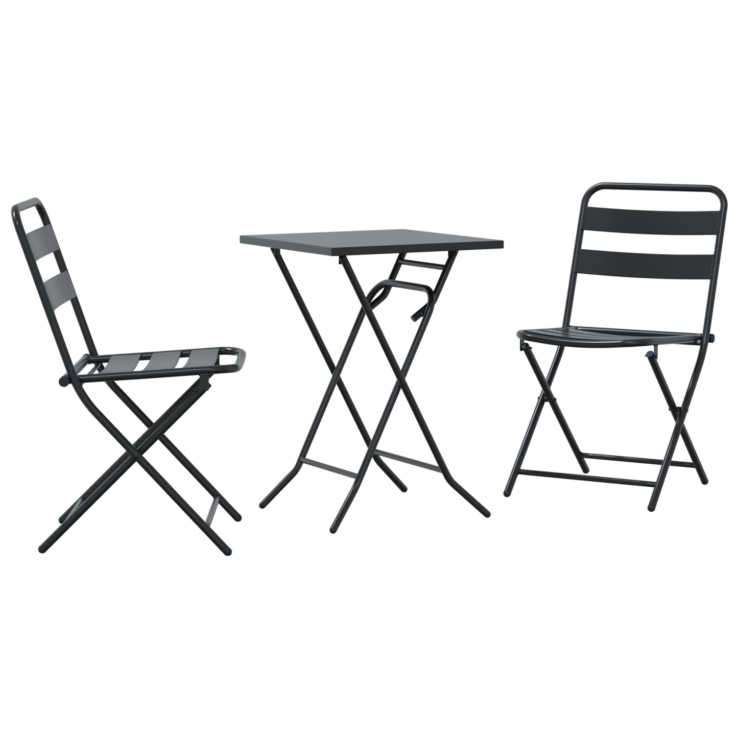 3 Piece Folding Bistro Set Anthracite Steel