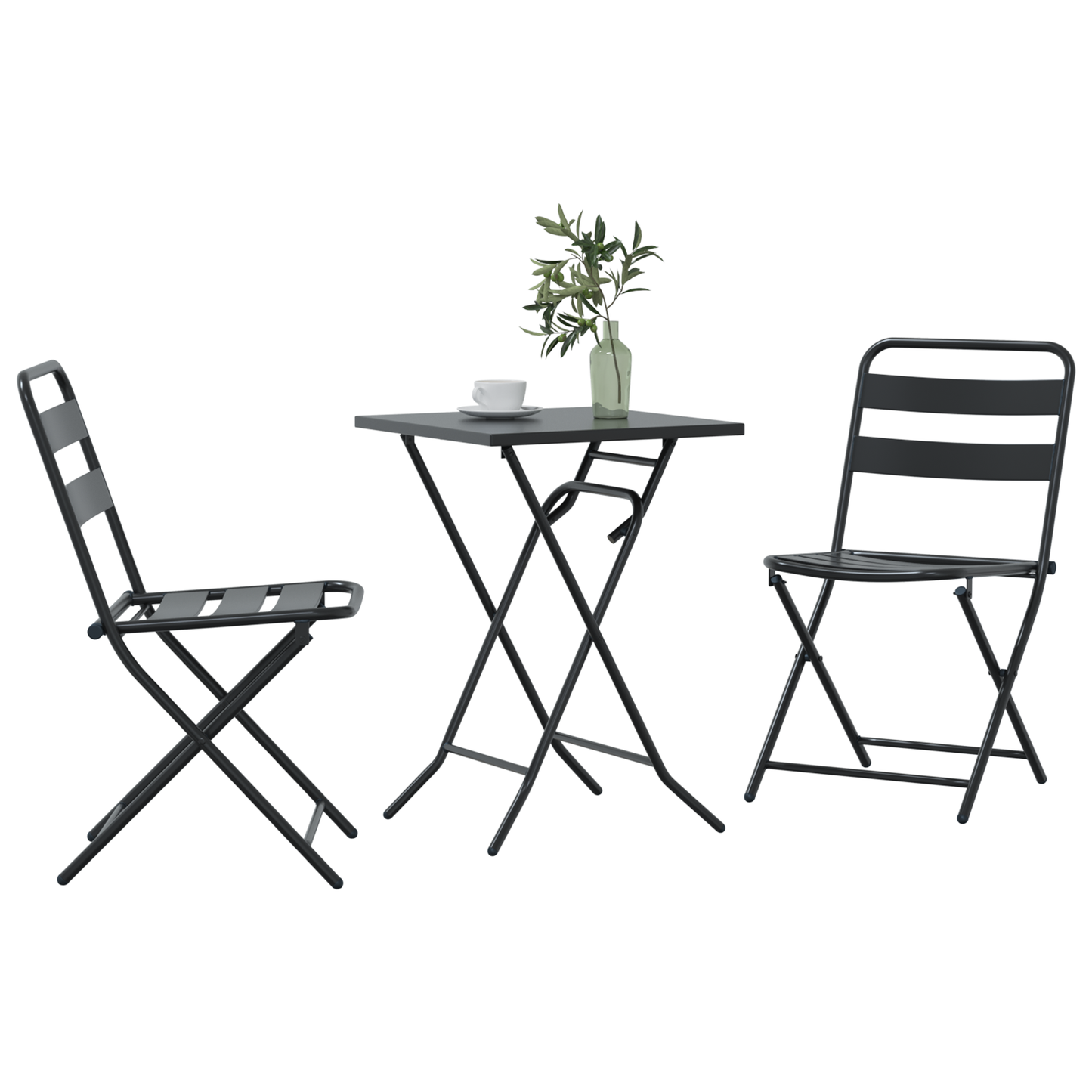 3 Piece Folding Bistro Set Anthracite Steel