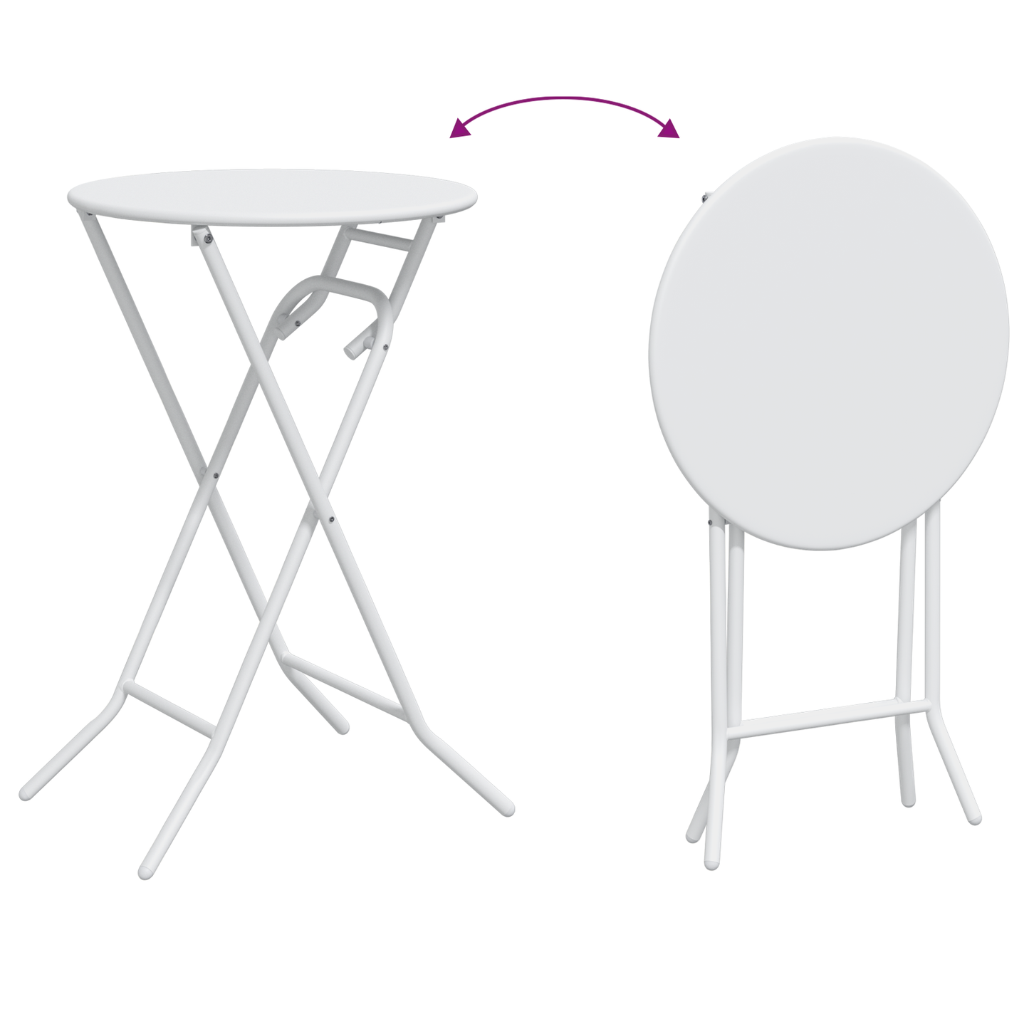 Folding Garden Table White Ø50x72 cm Steel
