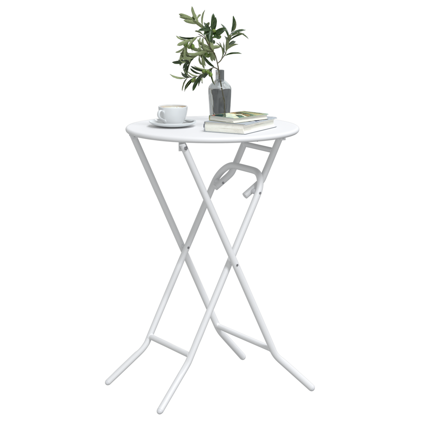 Folding Garden Table White Ø50x72 cm Steel