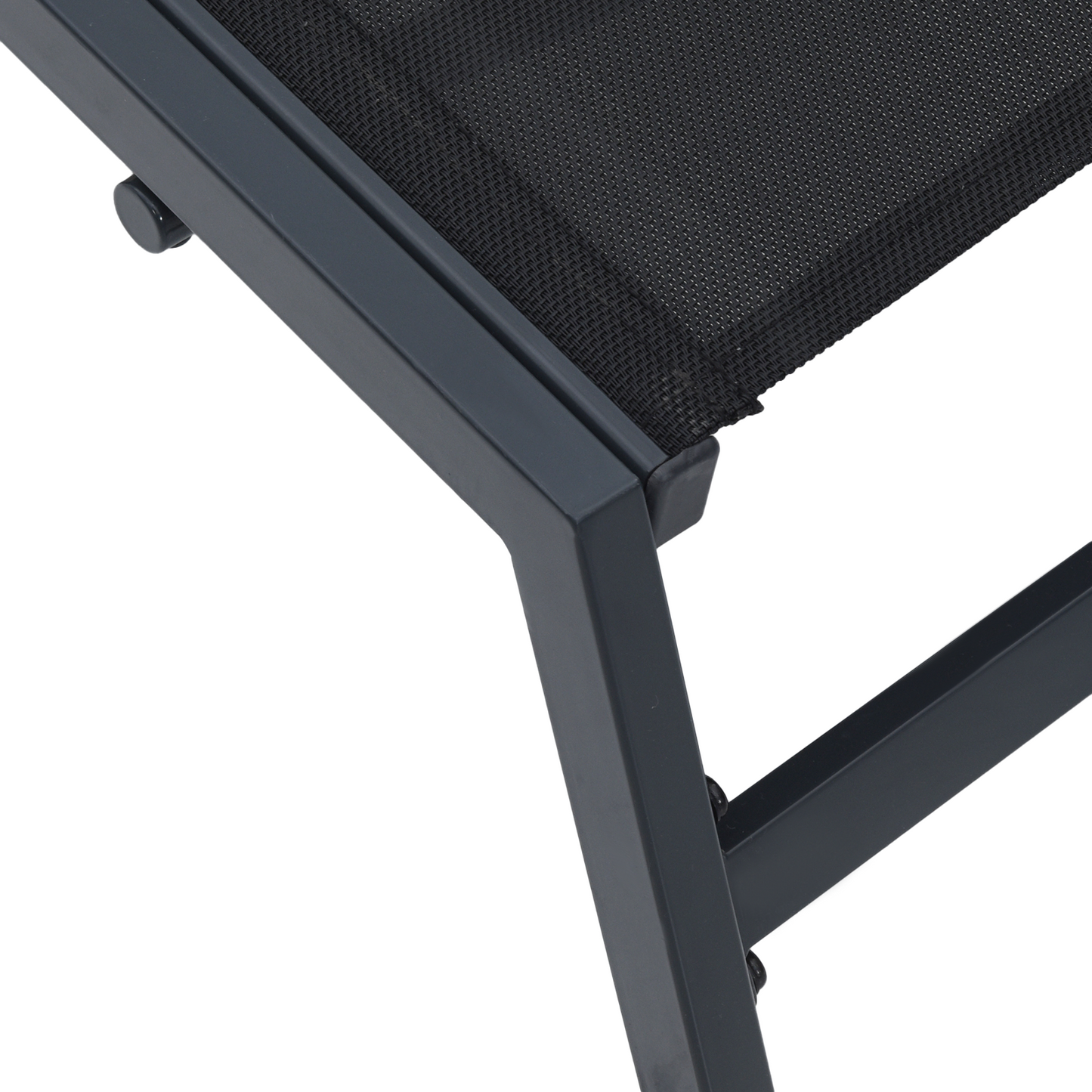 Sun Lounger Black Steel, Textilene Single Adjustable Armrests