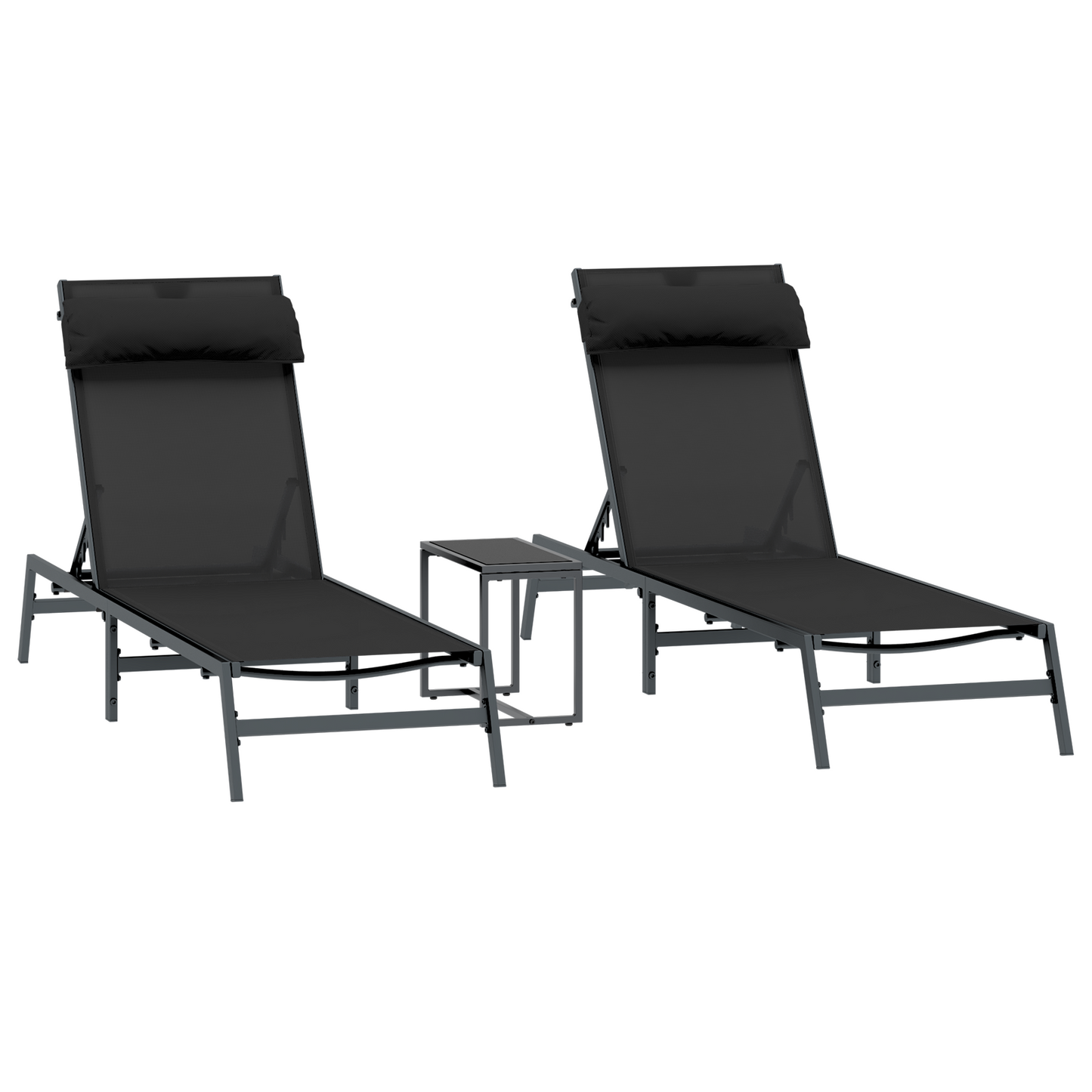 Folding Sun Loungers Black Metal frame, Textilene fabric Standard