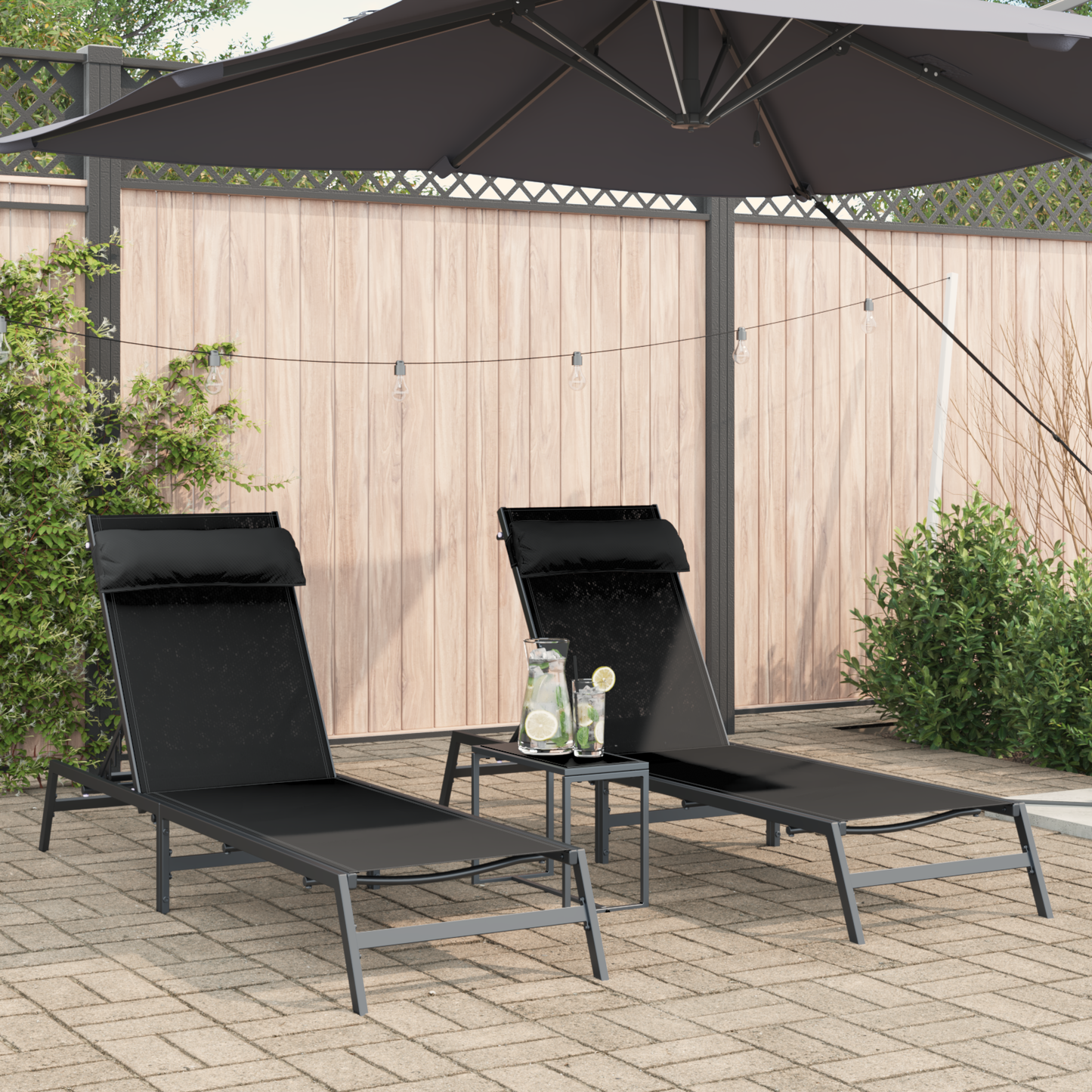 Folding Sun Loungers Black Metal frame, Textilene fabric Standard