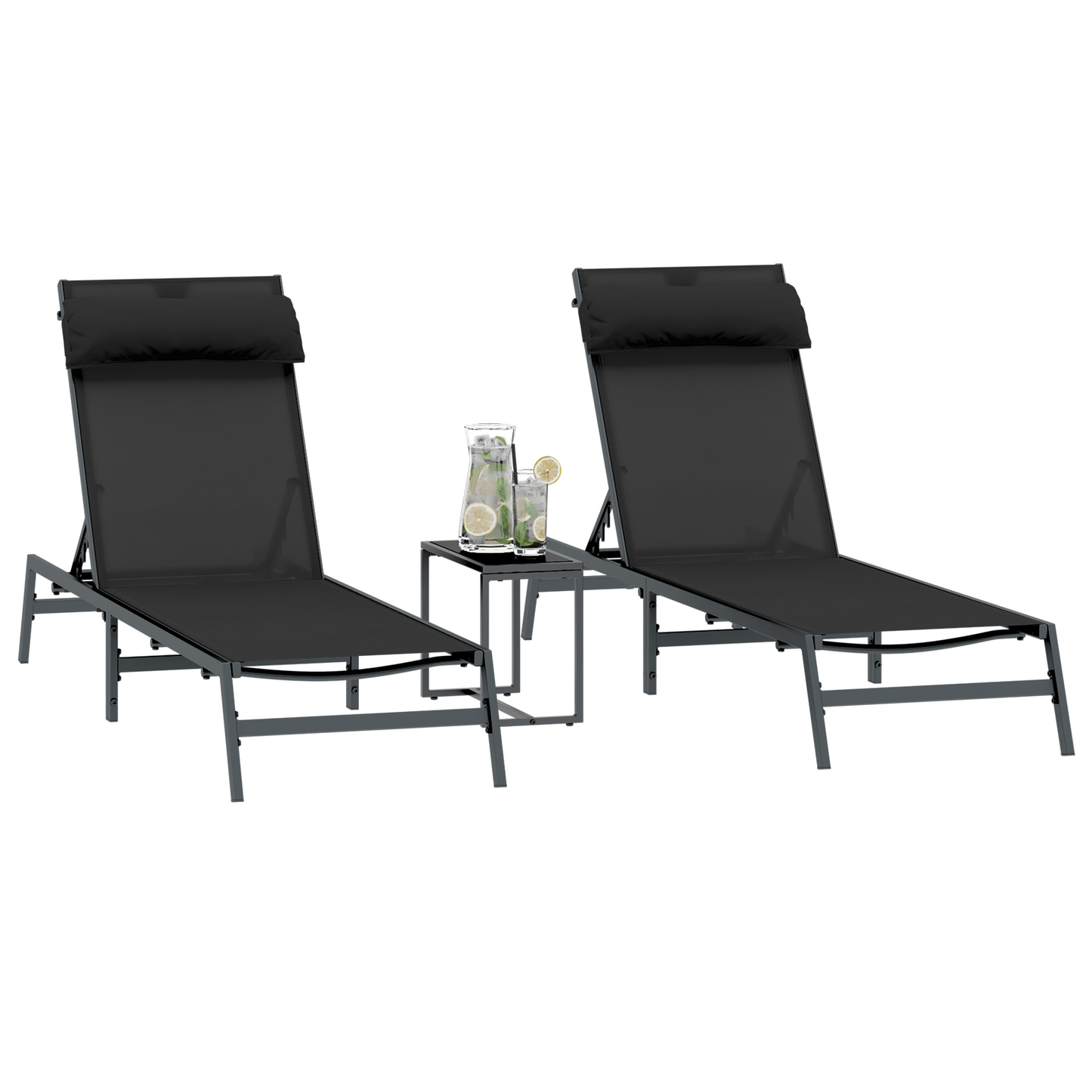 Folding Sun Loungers Black Metal frame, Textilene fabric Standard
