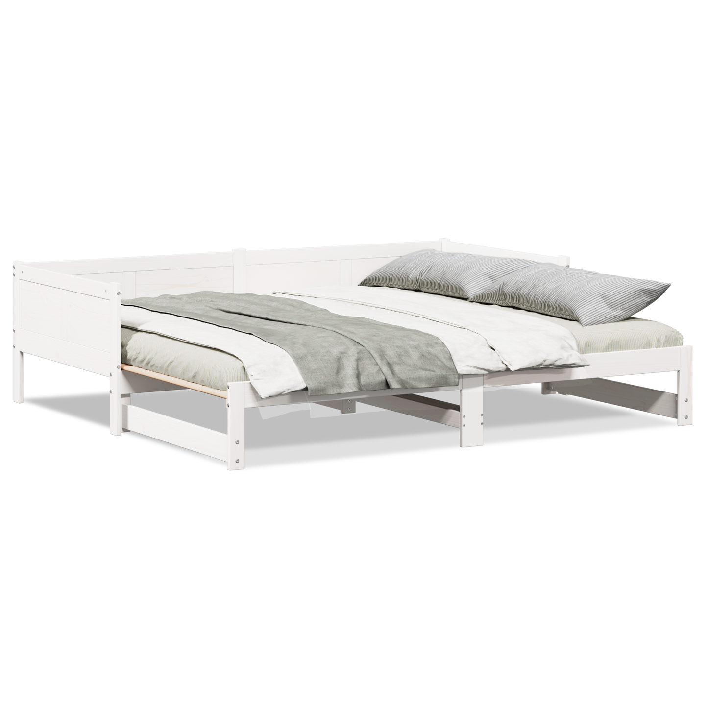 Pull-out Day Bed White 90x200 cm Solid Wood Pine
