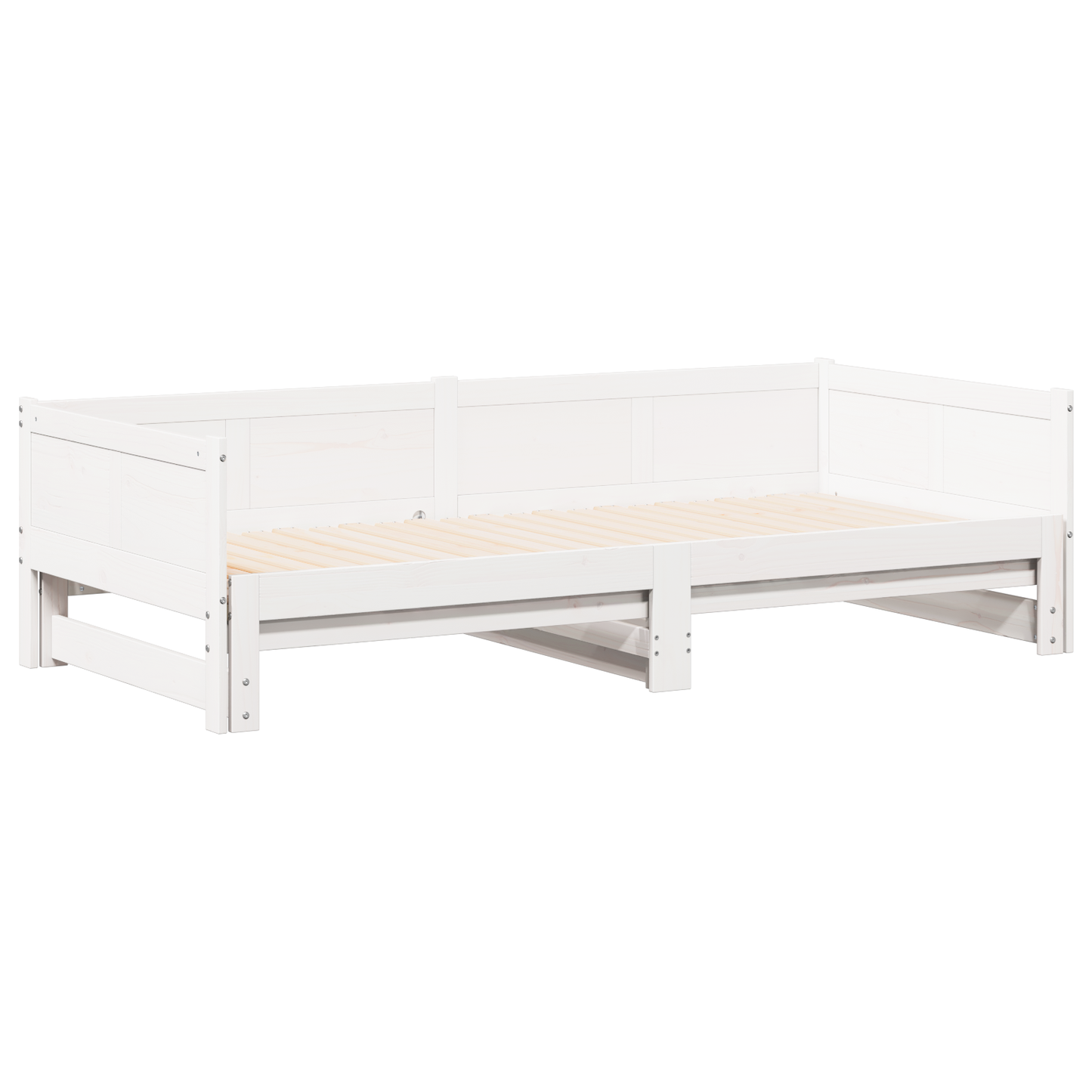 Pull-out Day Bed White 90x200 cm Solid Wood Pine