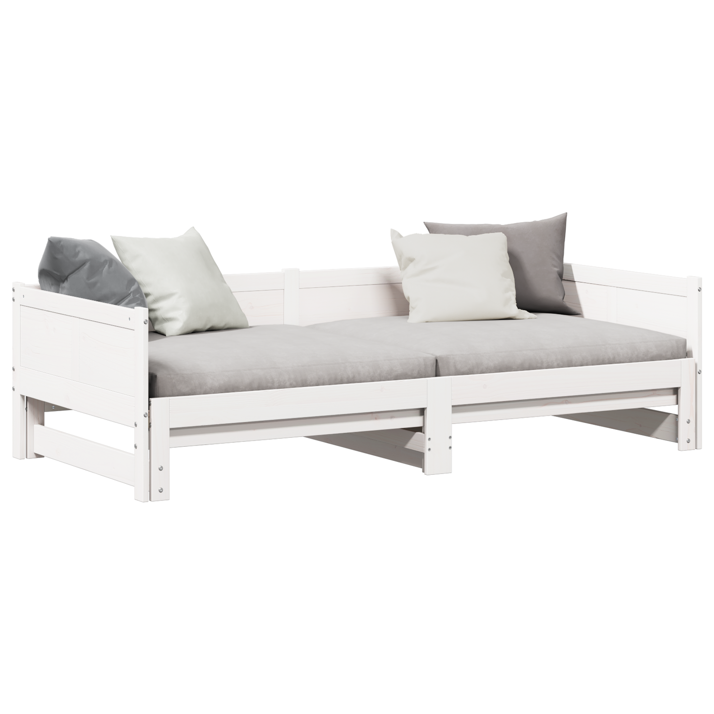 Pull-out Day Bed White 90x200 cm Solid Wood Pine