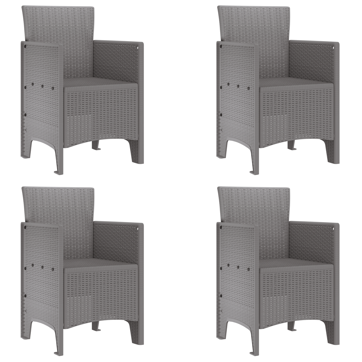 Garden Chairs 4 pcs Light Grey Poly Rattan