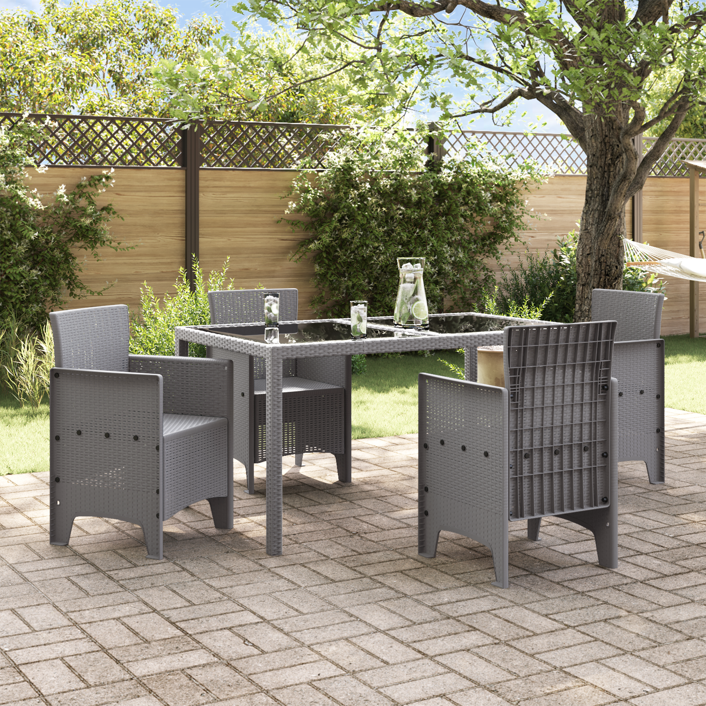 Garden Chairs 4 pcs Light Grey Poly Rattan