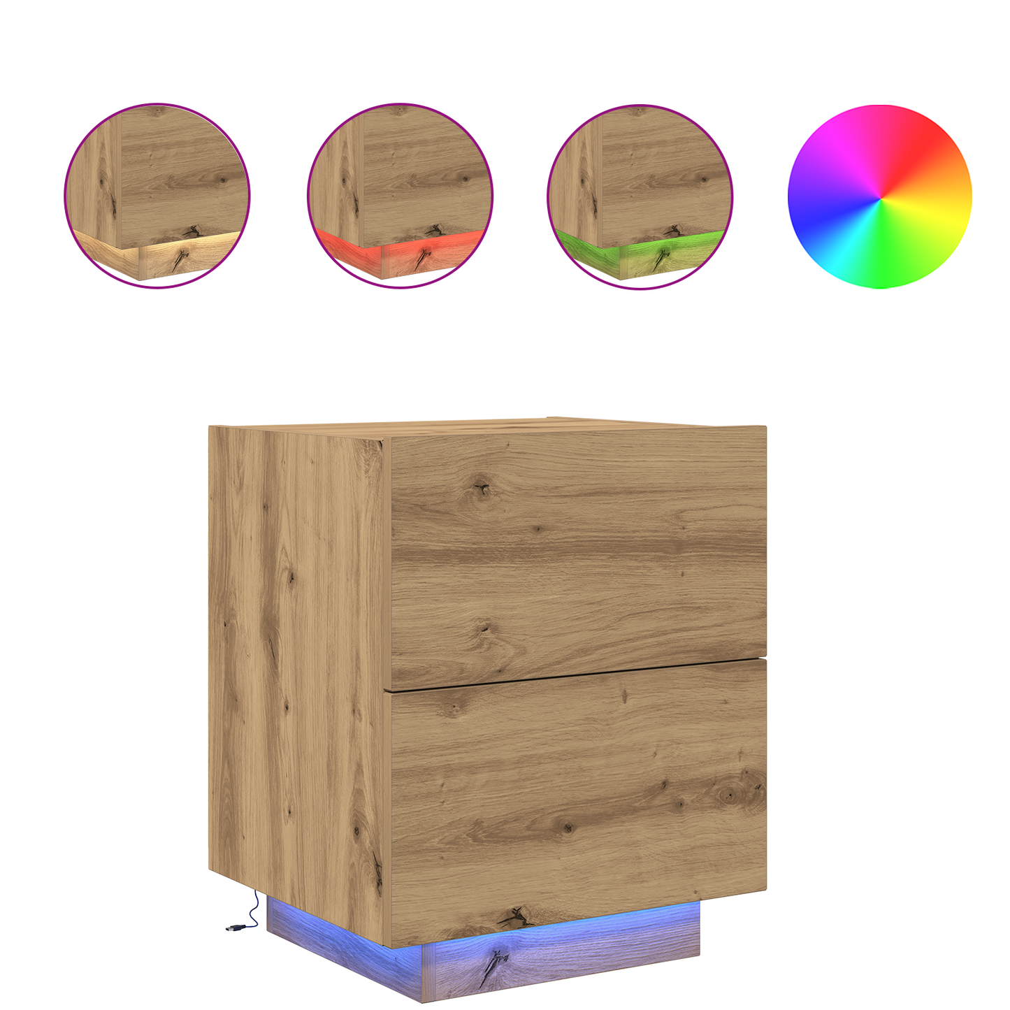 Bedside Cabinets with LED Lights 2 pcs Artisan Oak 45x40x55 cm