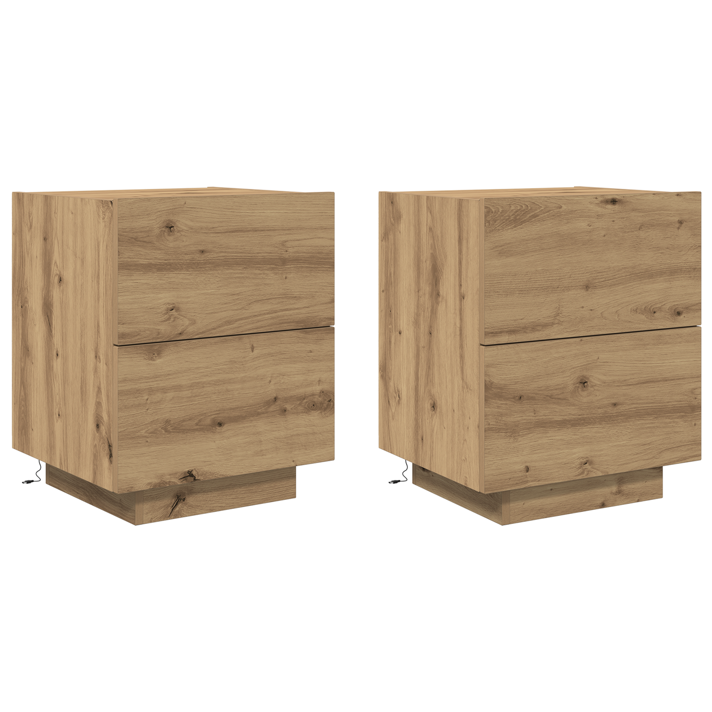 Bedside Cabinets with LED Lights 2 pcs Artisan Oak 45x40x55 cm